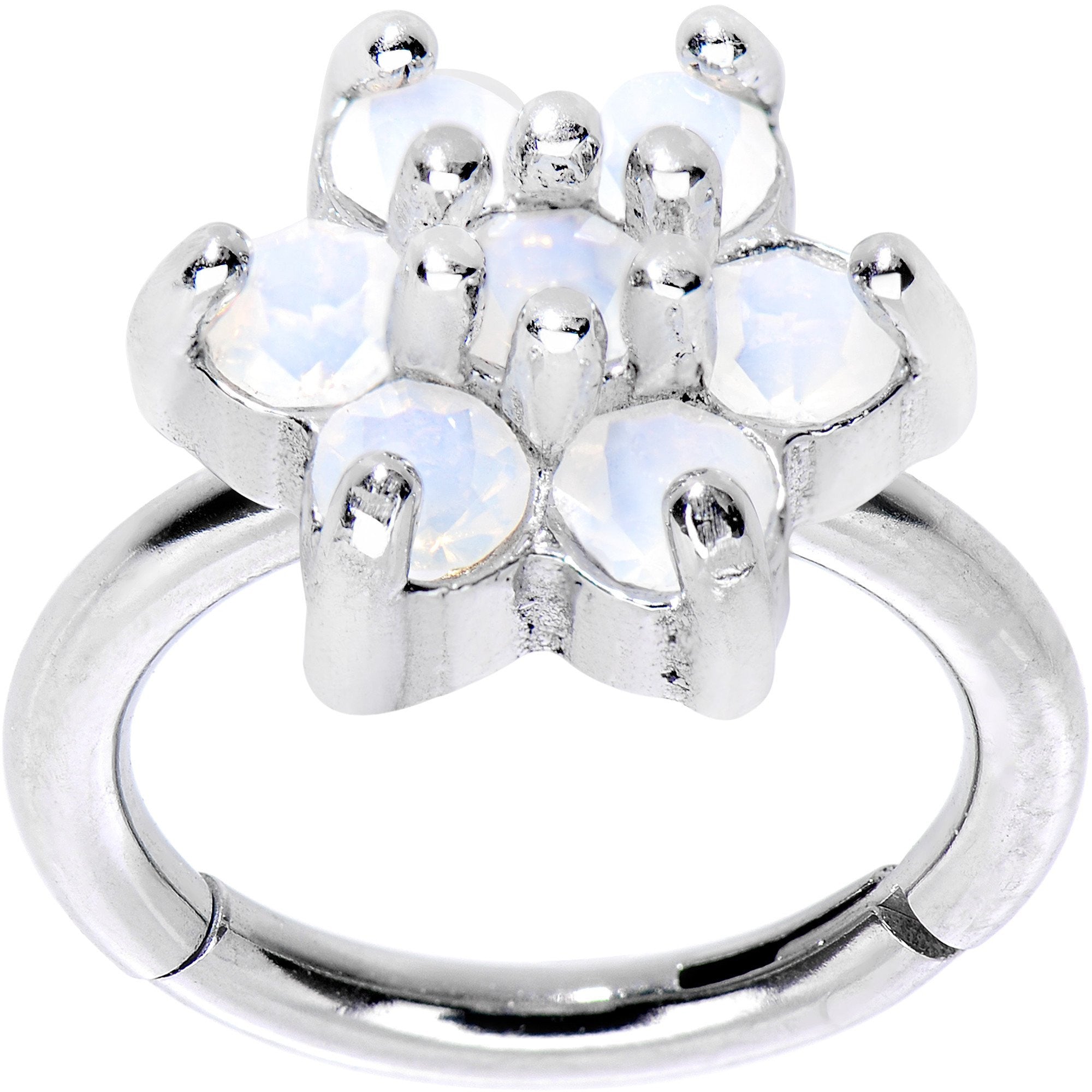 16 Gauge 5/16 Clear CZ Gem Hinged Segment Ring