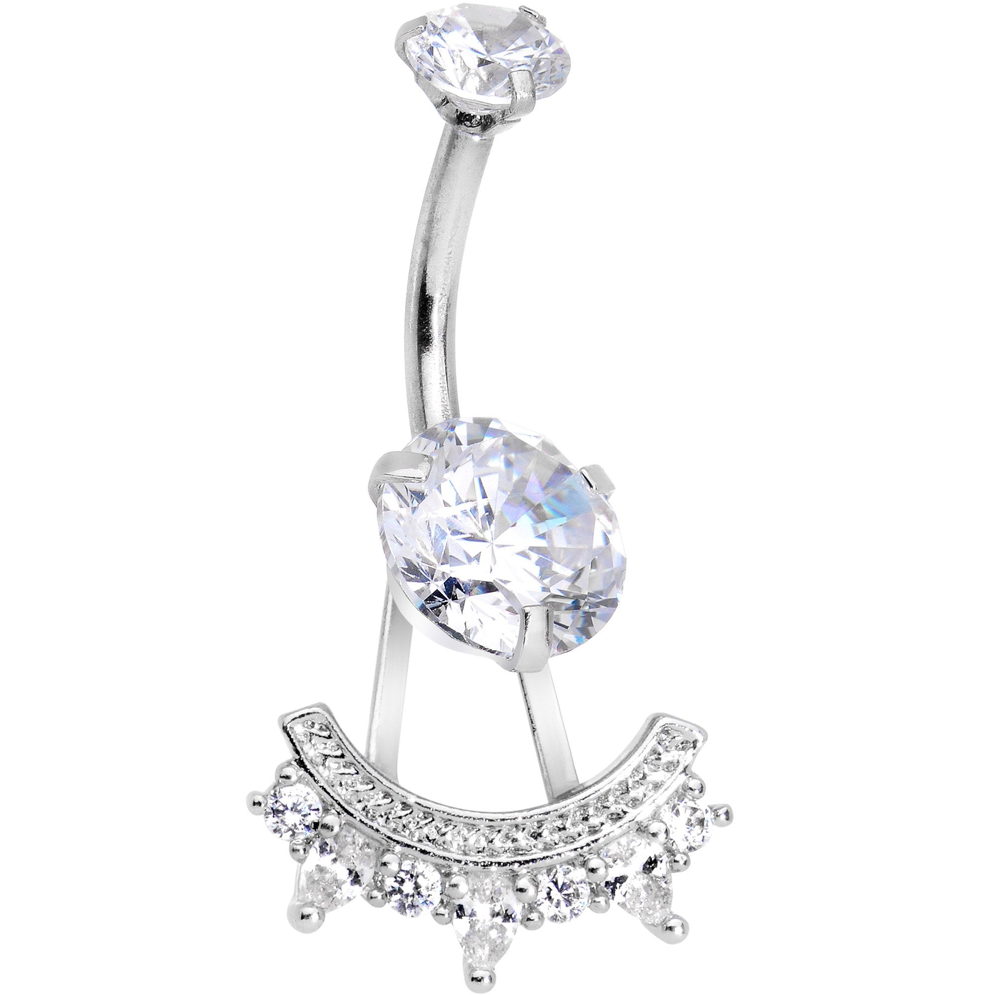 Clear CZ Gem Icy Bling Dangle Belly Ring