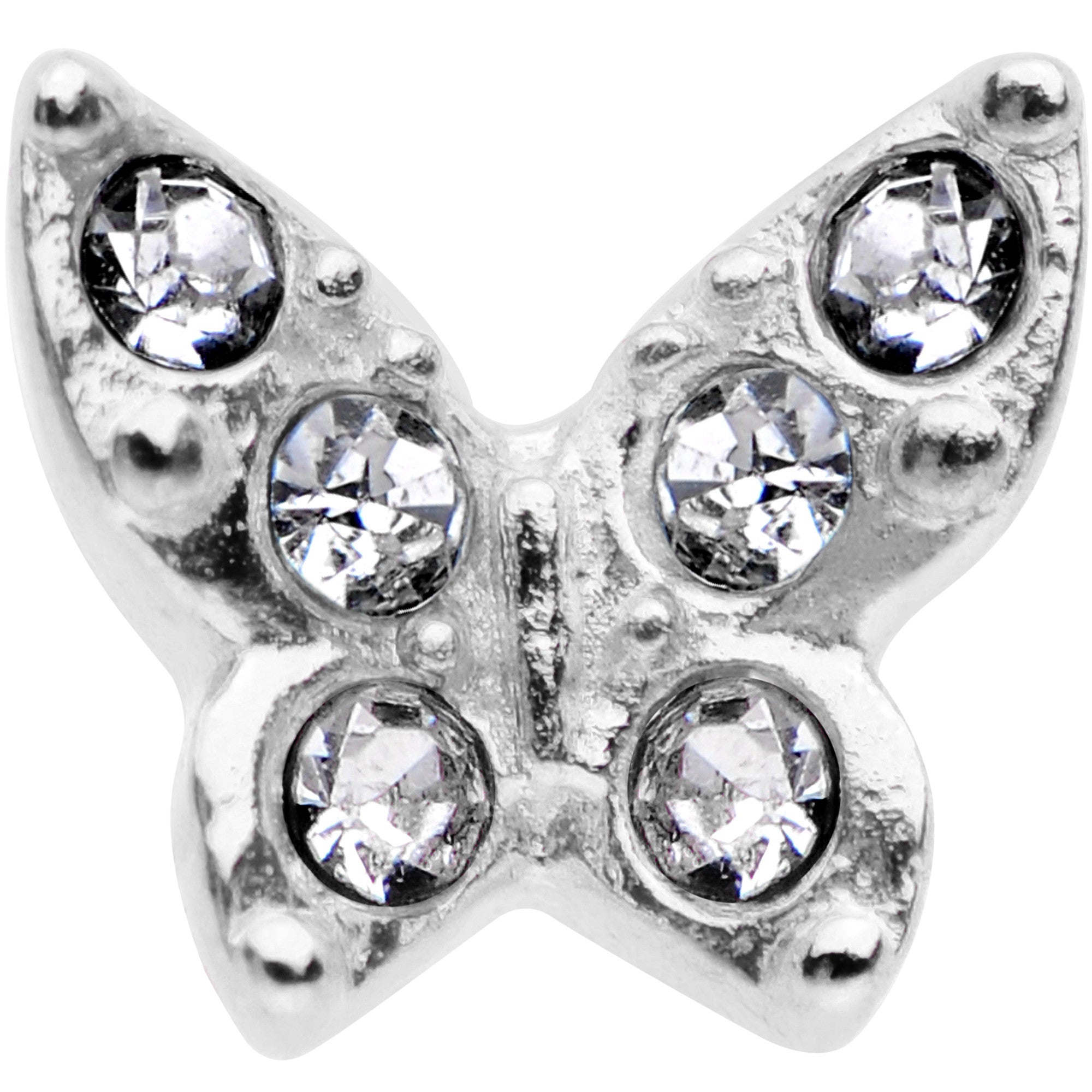 16 Gauge Clear Gem Silver Tone Butterfly Tragus Cartilage Earring