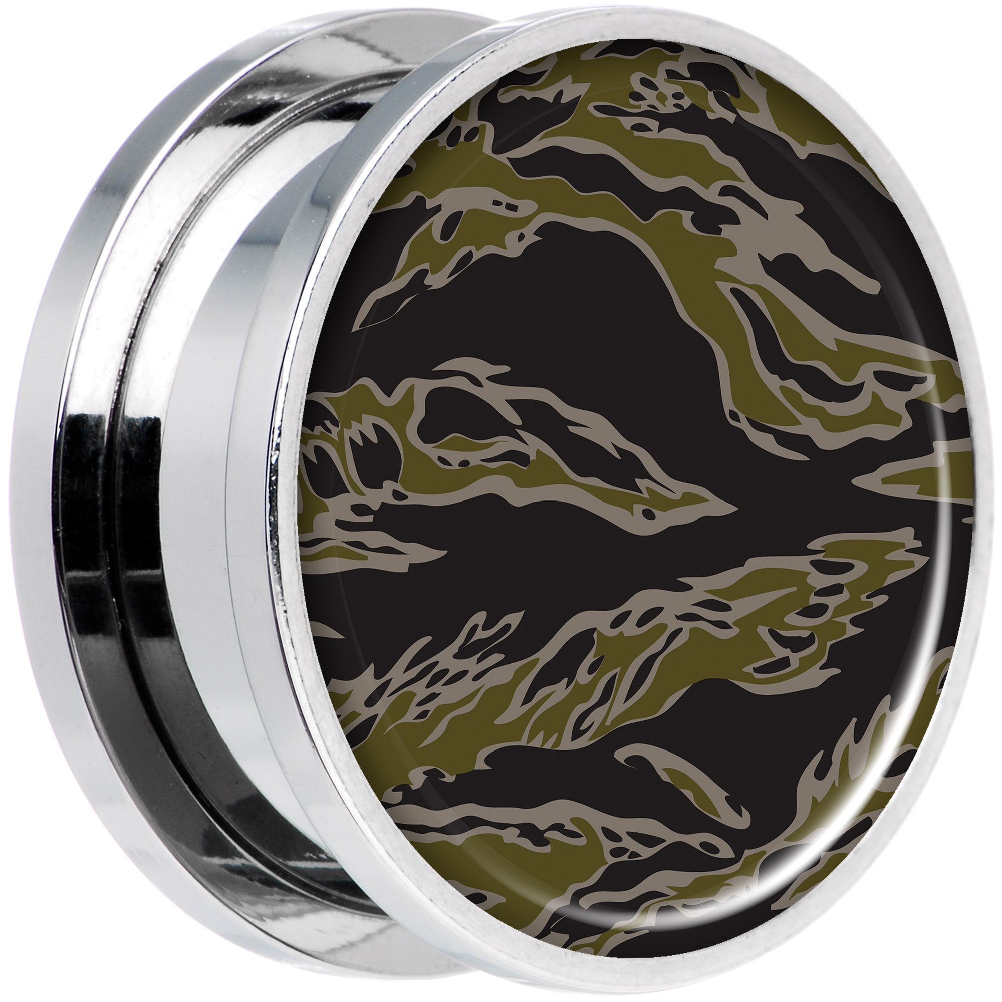 Tiger Camo Print Steel Screw Fit Plug Set 20mm