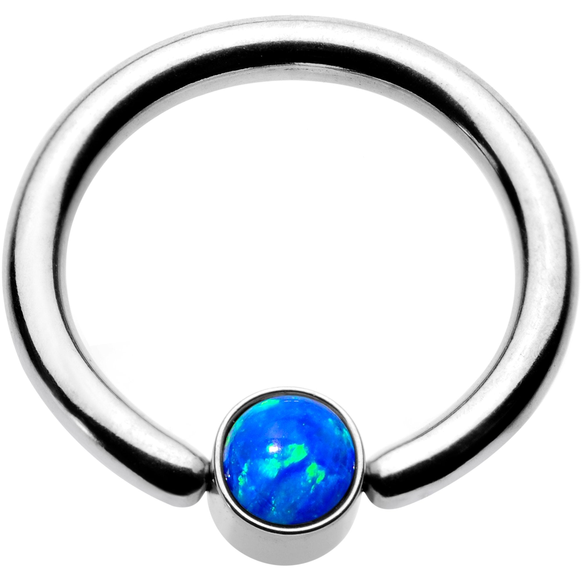 16 Gauge 5/16 Aqua Faux Opal 3mm Disc BCR Captive Ring