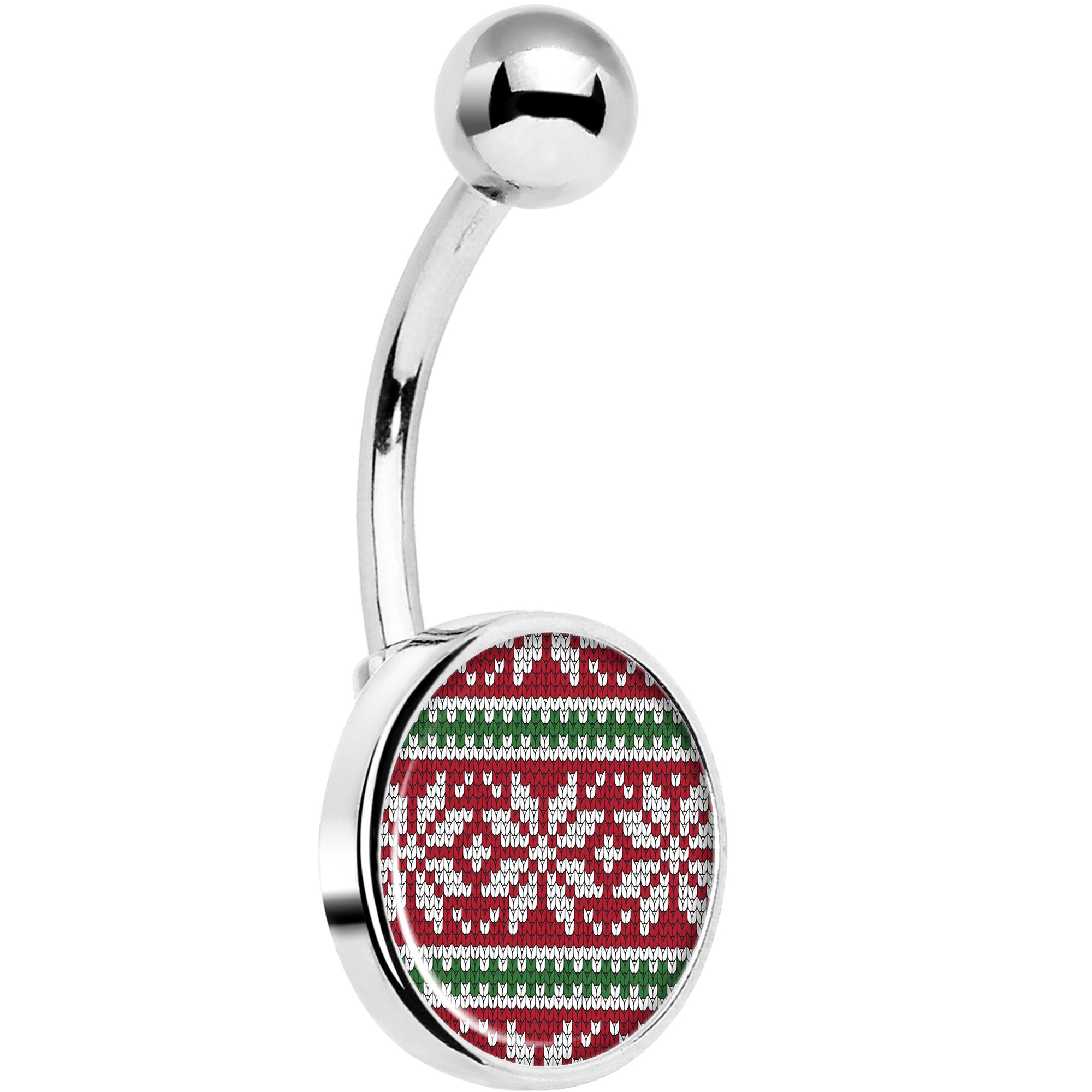 Red Green Christmas Sweater Belly Ring