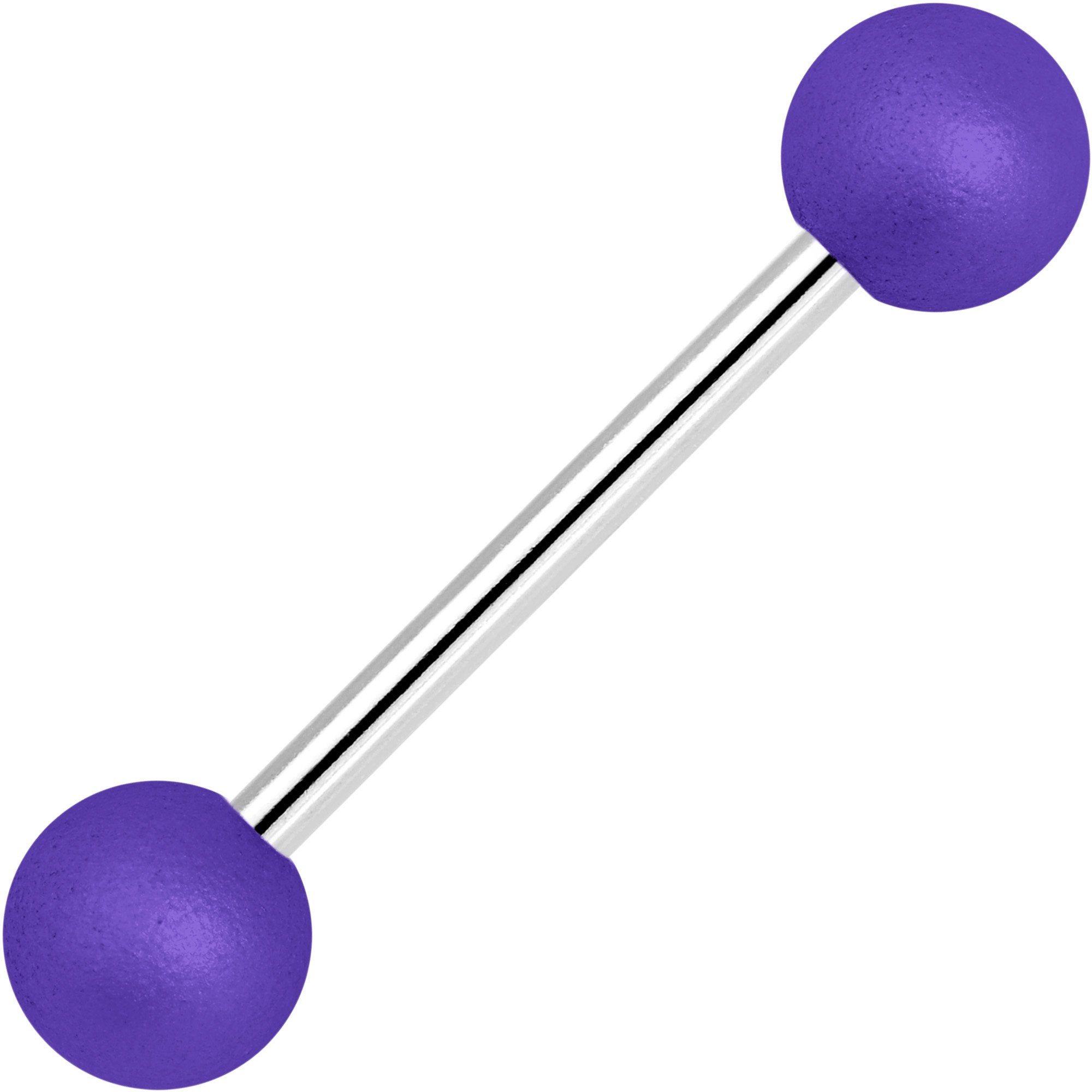 Purple Silicone Coated Acrylic Ball End Barbell Tongue Ring