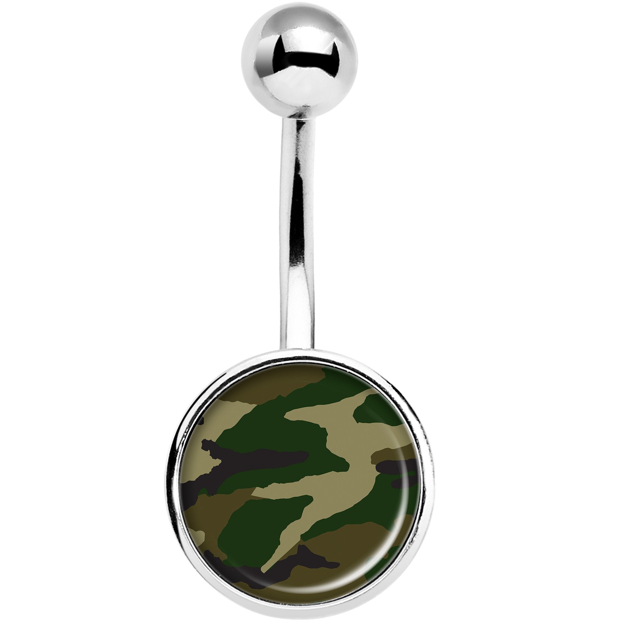 Woodland Camo Print Belly Ring