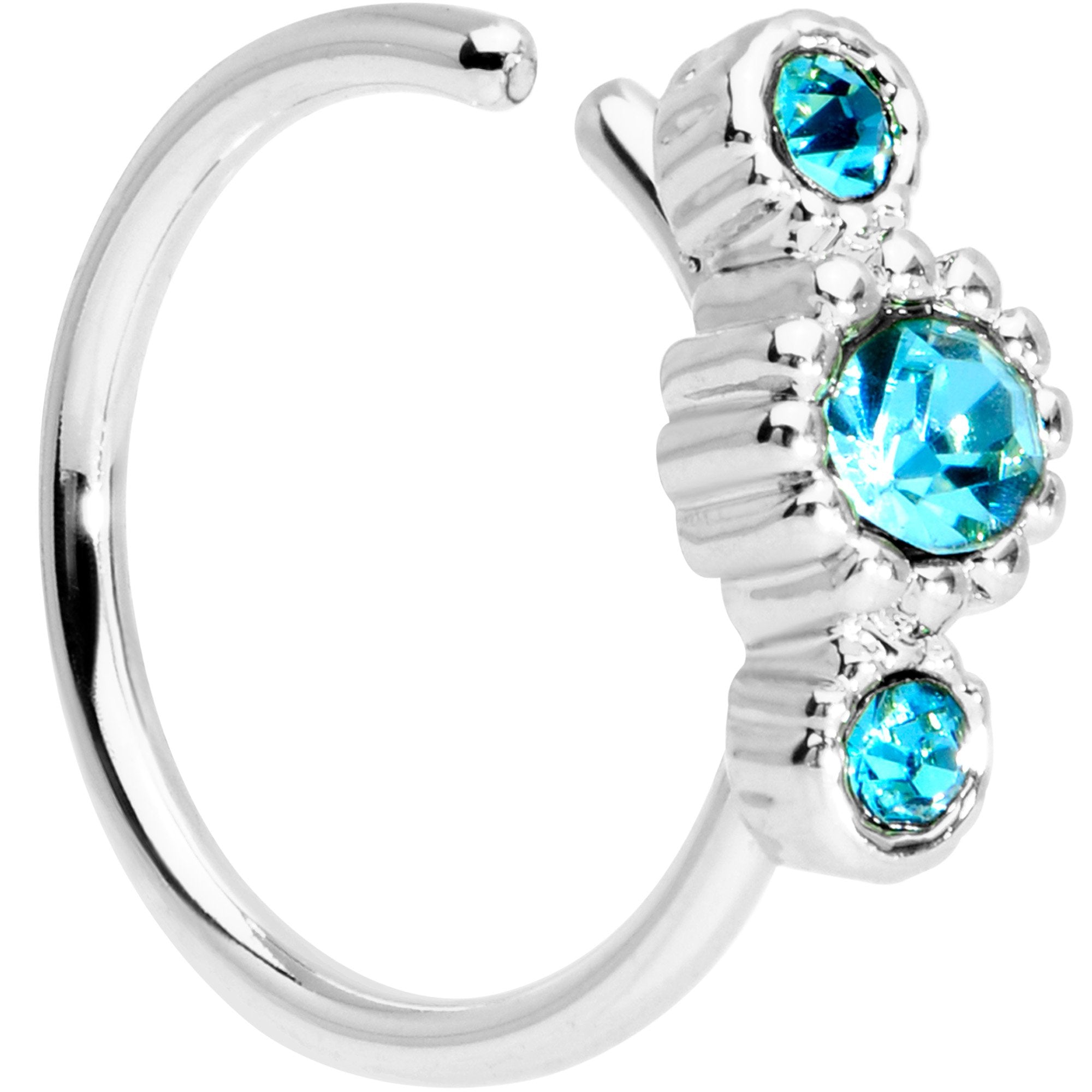 5/16 Aqua CZ Gem Fashion Fusion Seamless Circular Ring