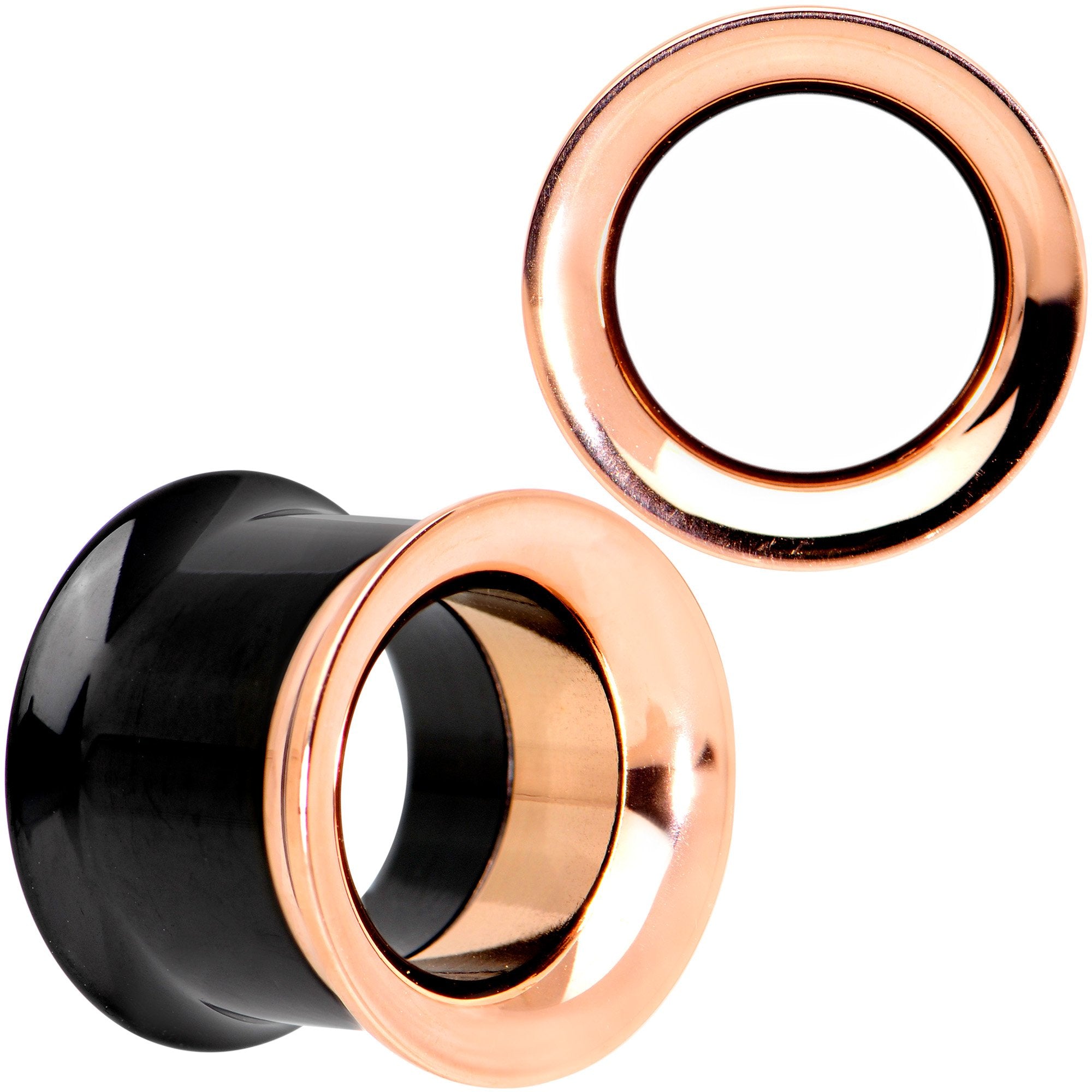 Black Rose Gold PVD Two Tone Screw Fit Tunnel Plug Set 3mm to 16mm