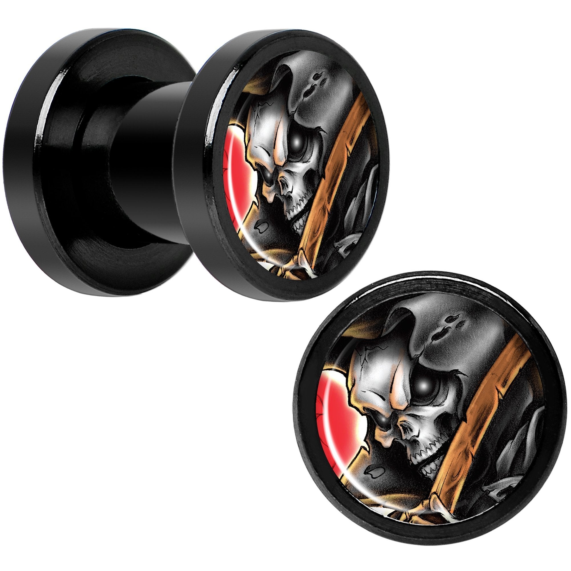 Wake the Dead Grim Reaper Halloween Black Anodized Plug Set 5mm to 16mm