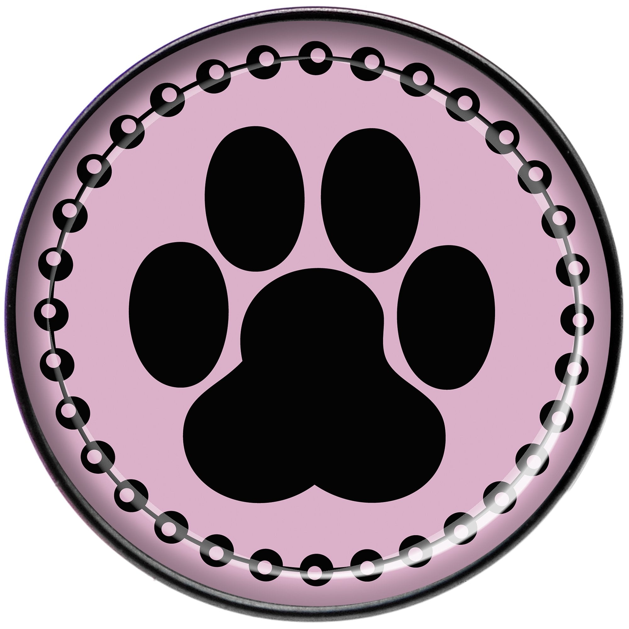 Black on Pink Paw Print Black Barbell Tongue Ring