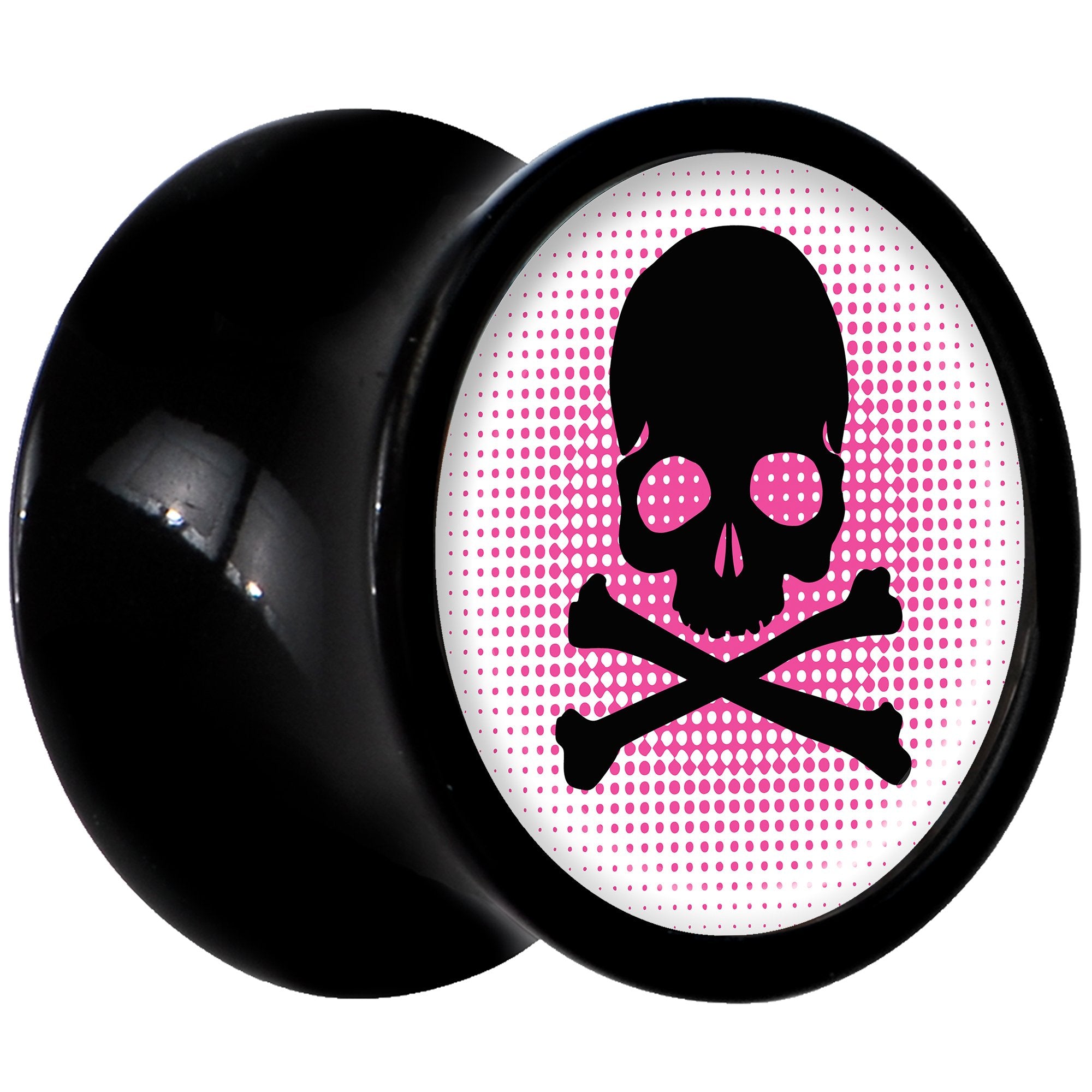 Black Acrylic Pink Black Skull Saddle Plug Set 0 Gauge