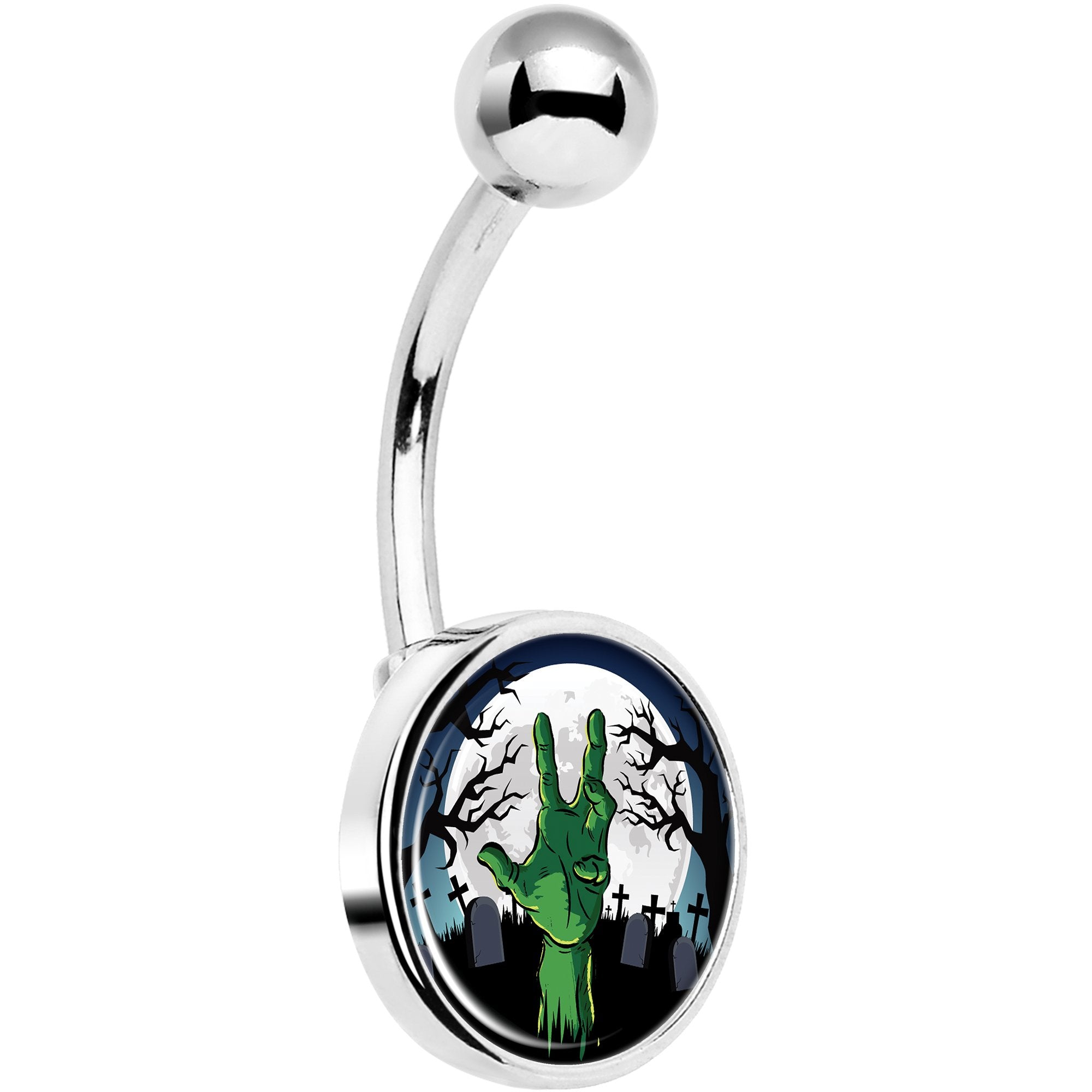 Cemetery Zombie Hand Halloween Belly Ring