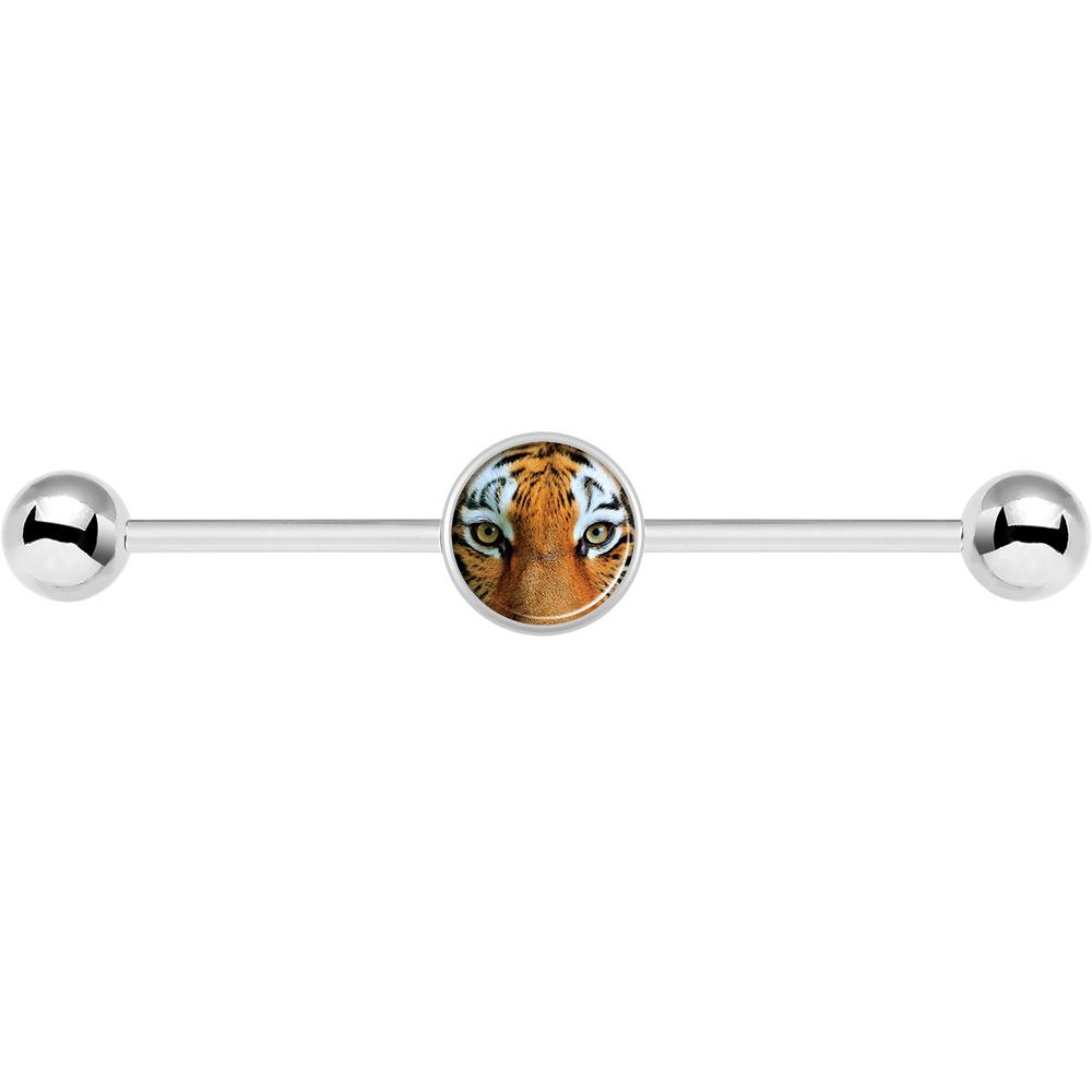 14 Gauge Full Color Tiger Eyes Industrial Barbell 37mm