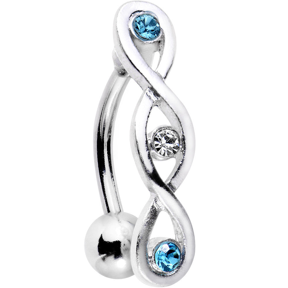 Light Blue and Clear Gem Infinity Loop Twist Top Mount Belly Ring