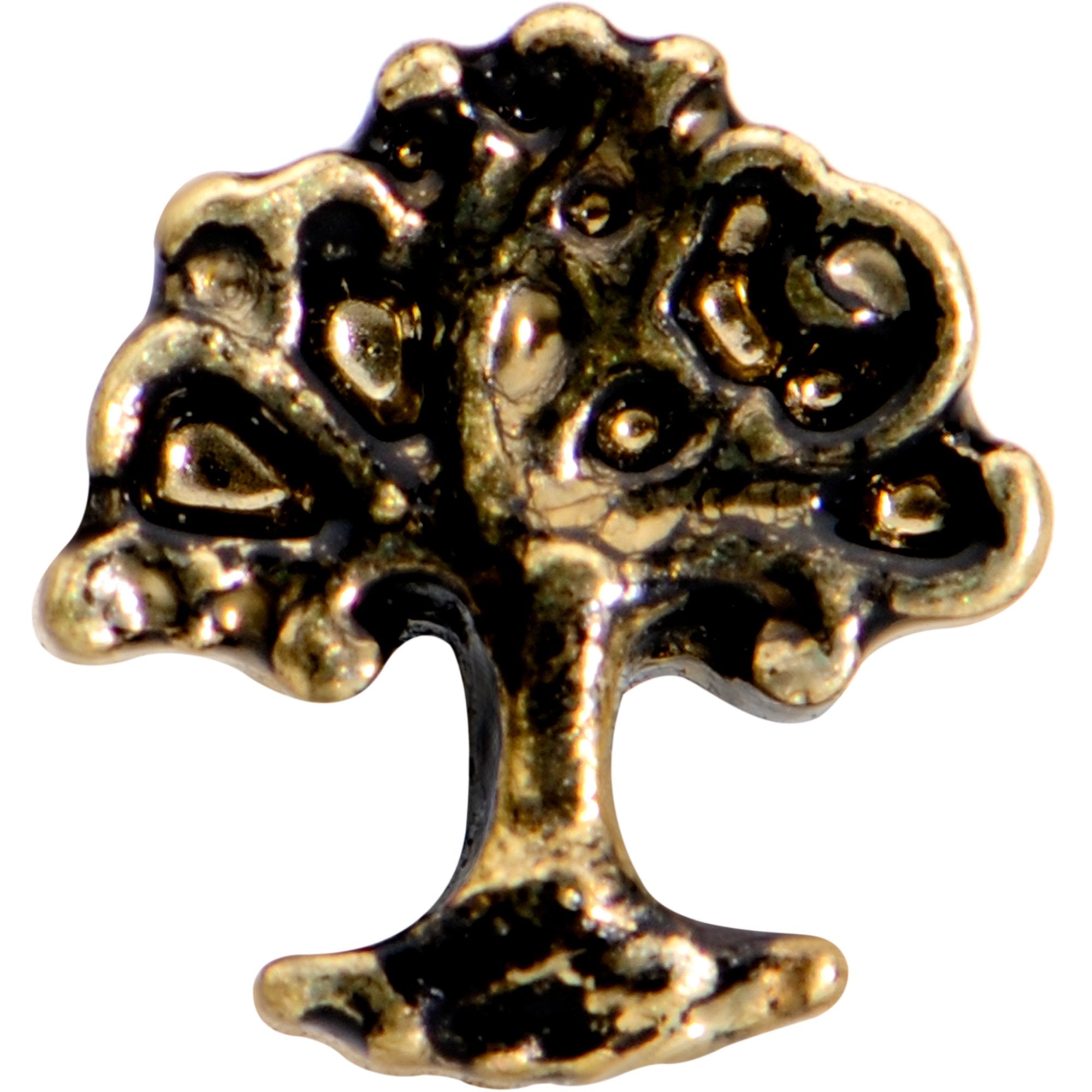 16 Gauge 1/4 Gold Tone Ancient Tree of Life Tragus Cartilage Earring