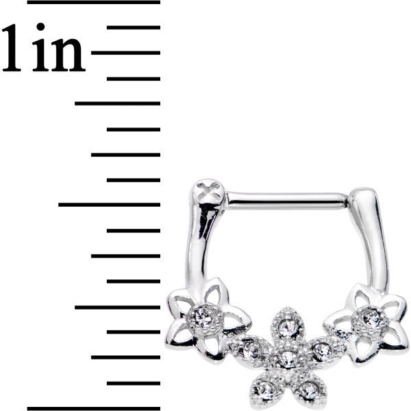 16 Gauge 5/16 Clear Gem Field of Flowers Septum Clicker