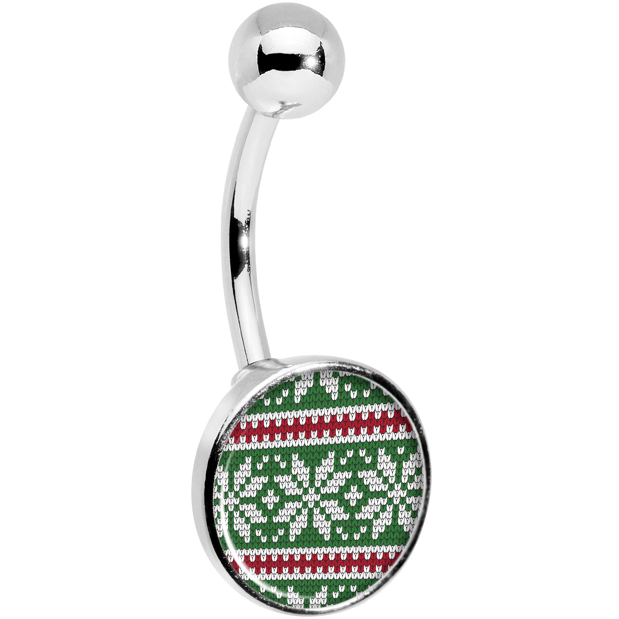 Green Red Christmas Sweater Belly Ring