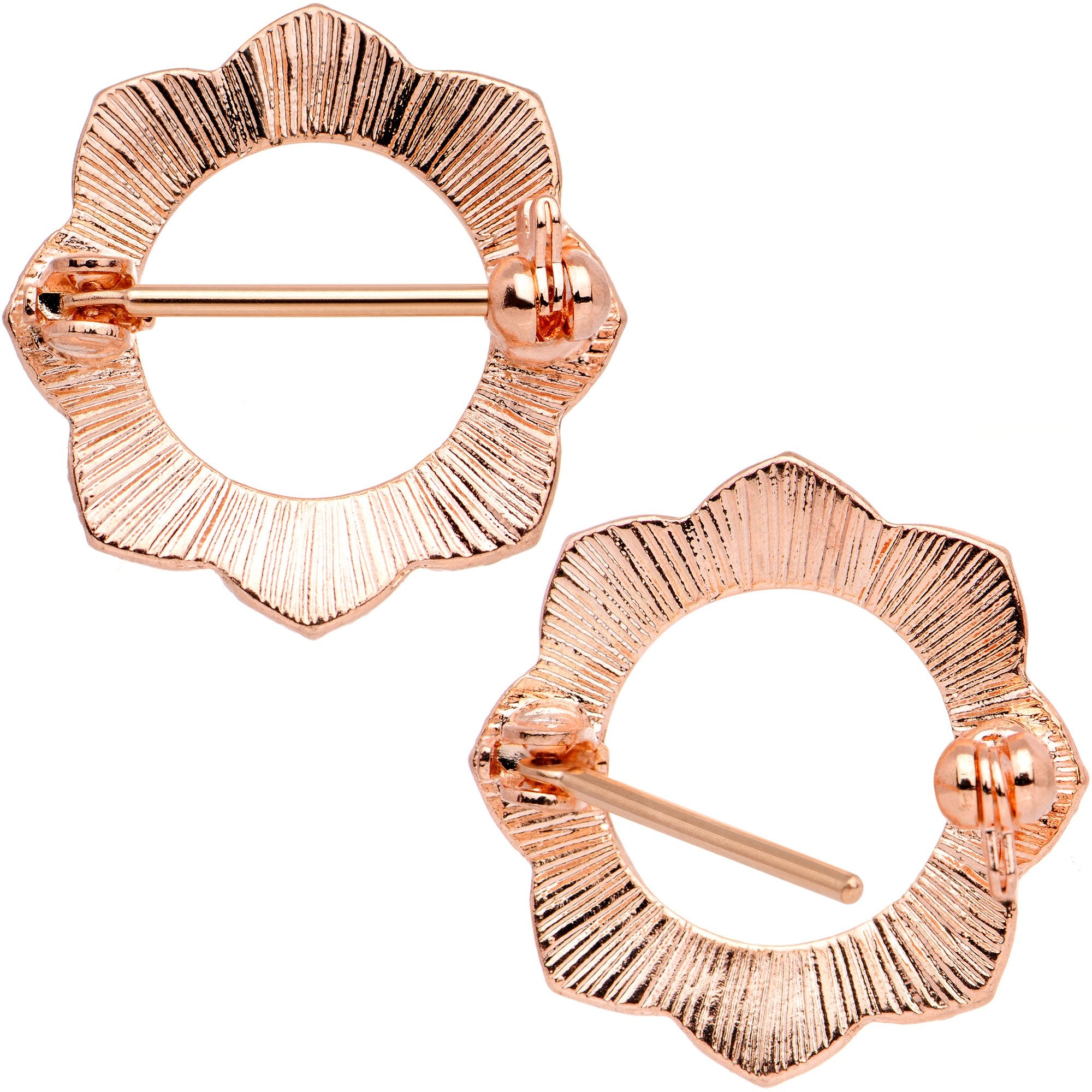 16 Gauge 9/16 Divine Henna Rose Gold Tone Anodized Nipple Shield Set