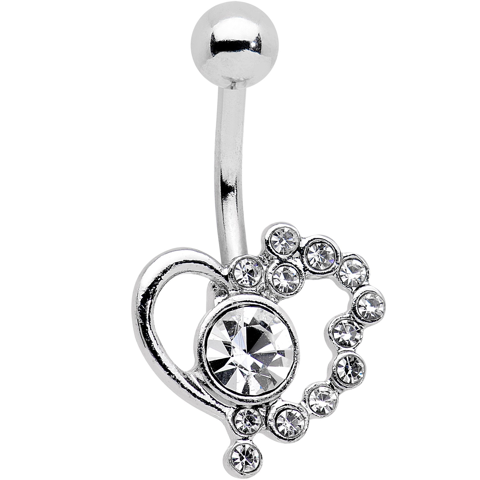 Clear Gem Funky Valentines Day Heart Belly Ring