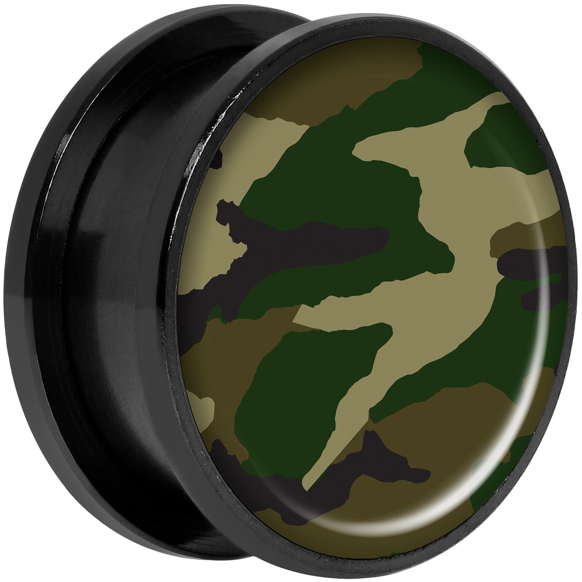 Woodland Camo Print Black Anodized Screw Fit Plug Set 20mm