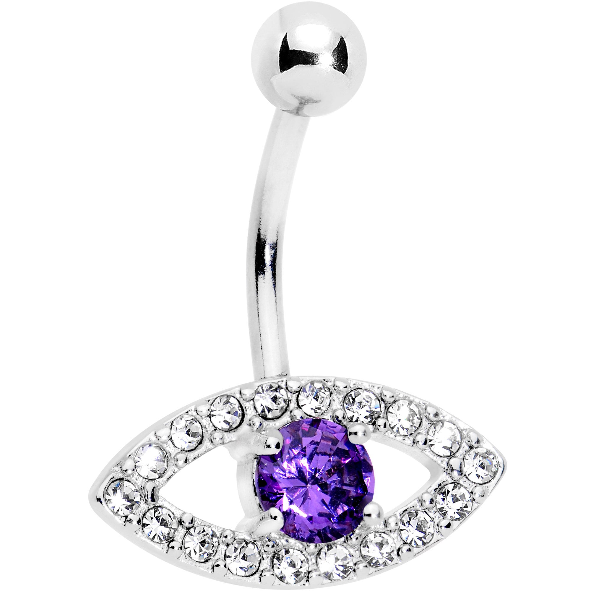 Clear Purple Gem Wholly Human Eye Belly Ring