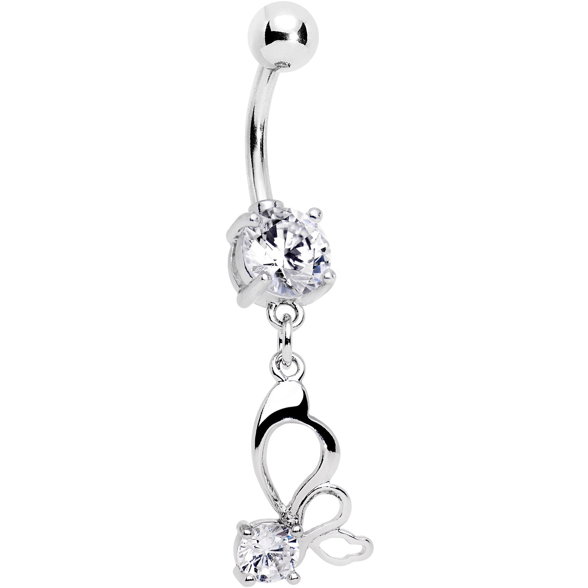 Clear CZ Gem Surreal Butterfly Dangle Belly Ring