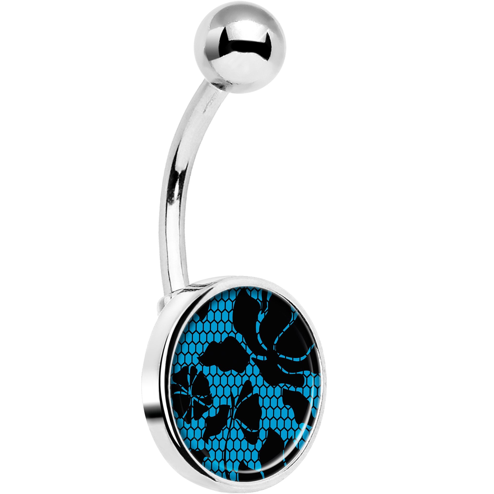 Blue Floral Lace Belly Ring