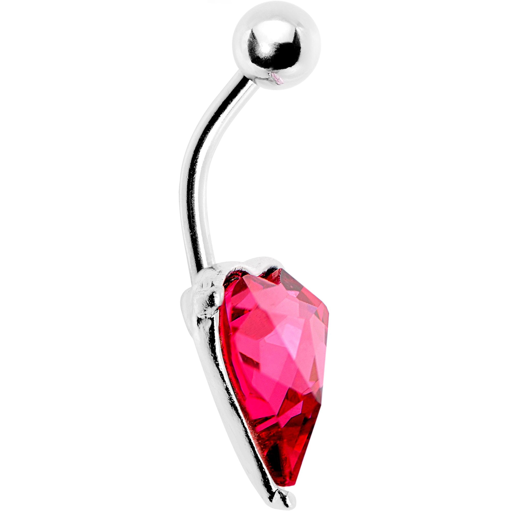 Red Gem Huge Heart Belly Ring