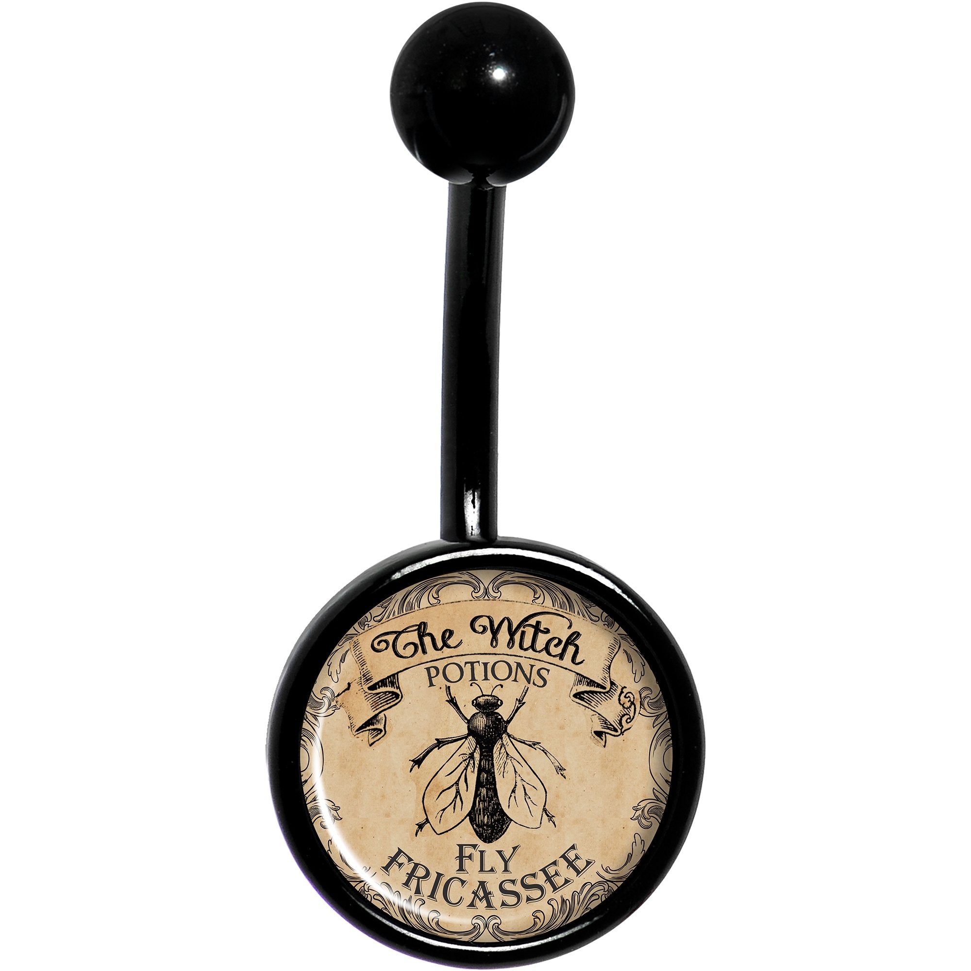 Witches Brew Fly Fricassee Halloween Black Belly Ring