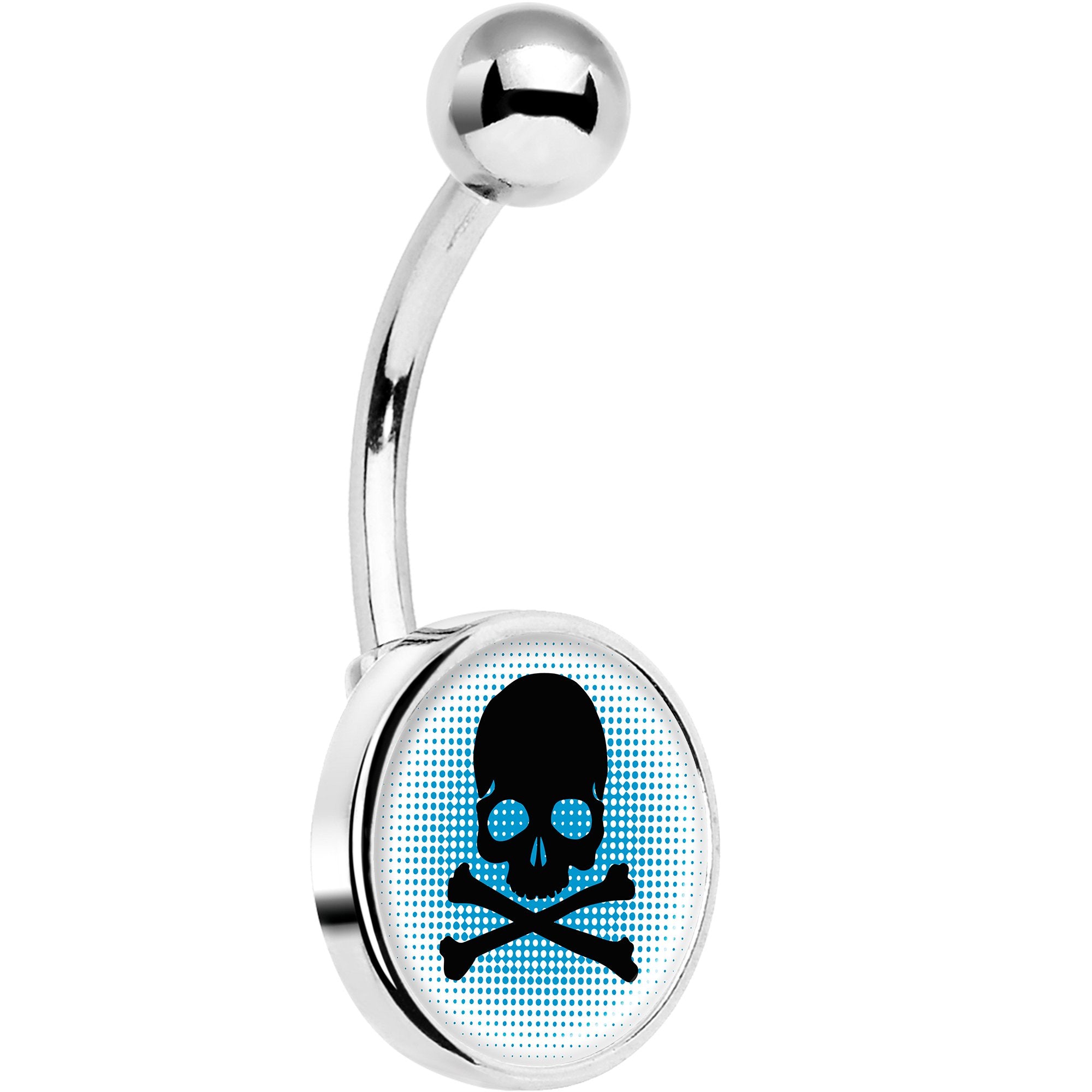 Blue Black Skull Belly Ring