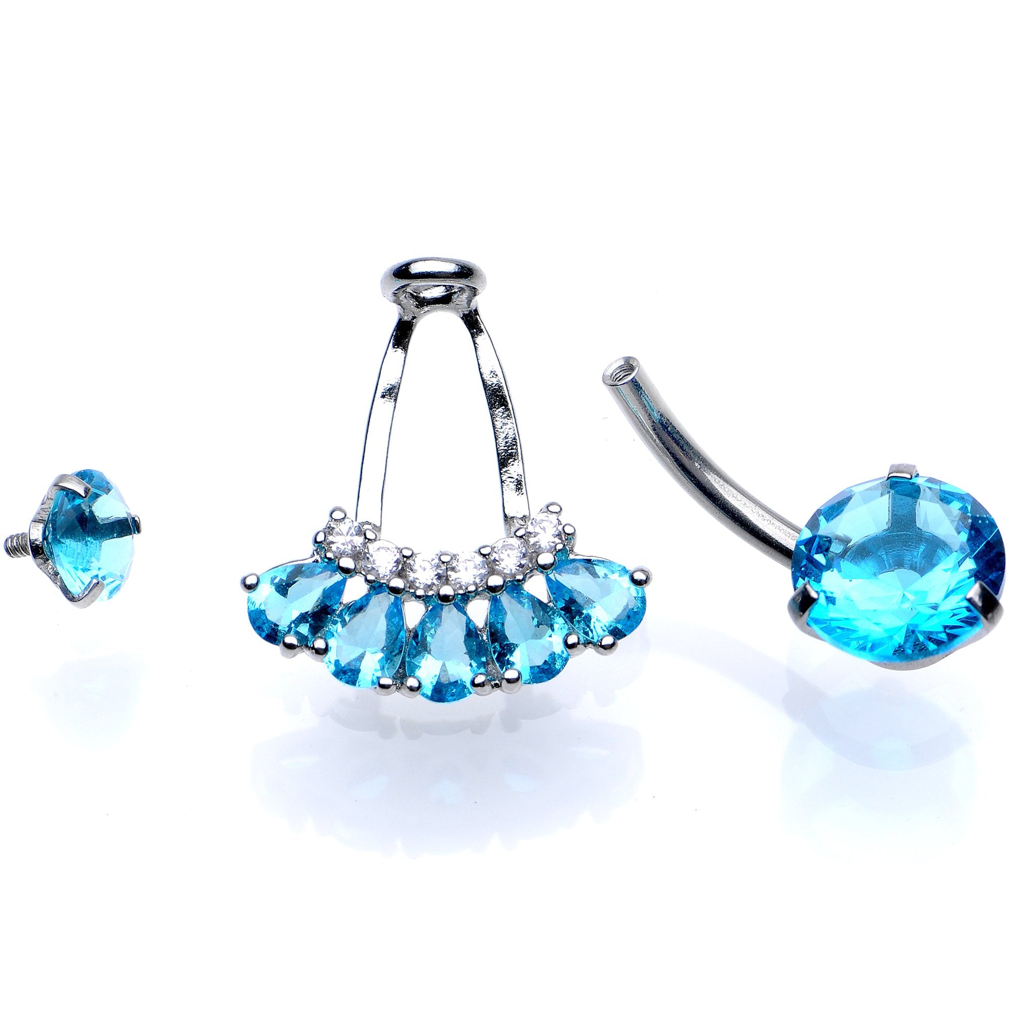 Aqua Gem Swagger Sweep Dangle Belly Ring