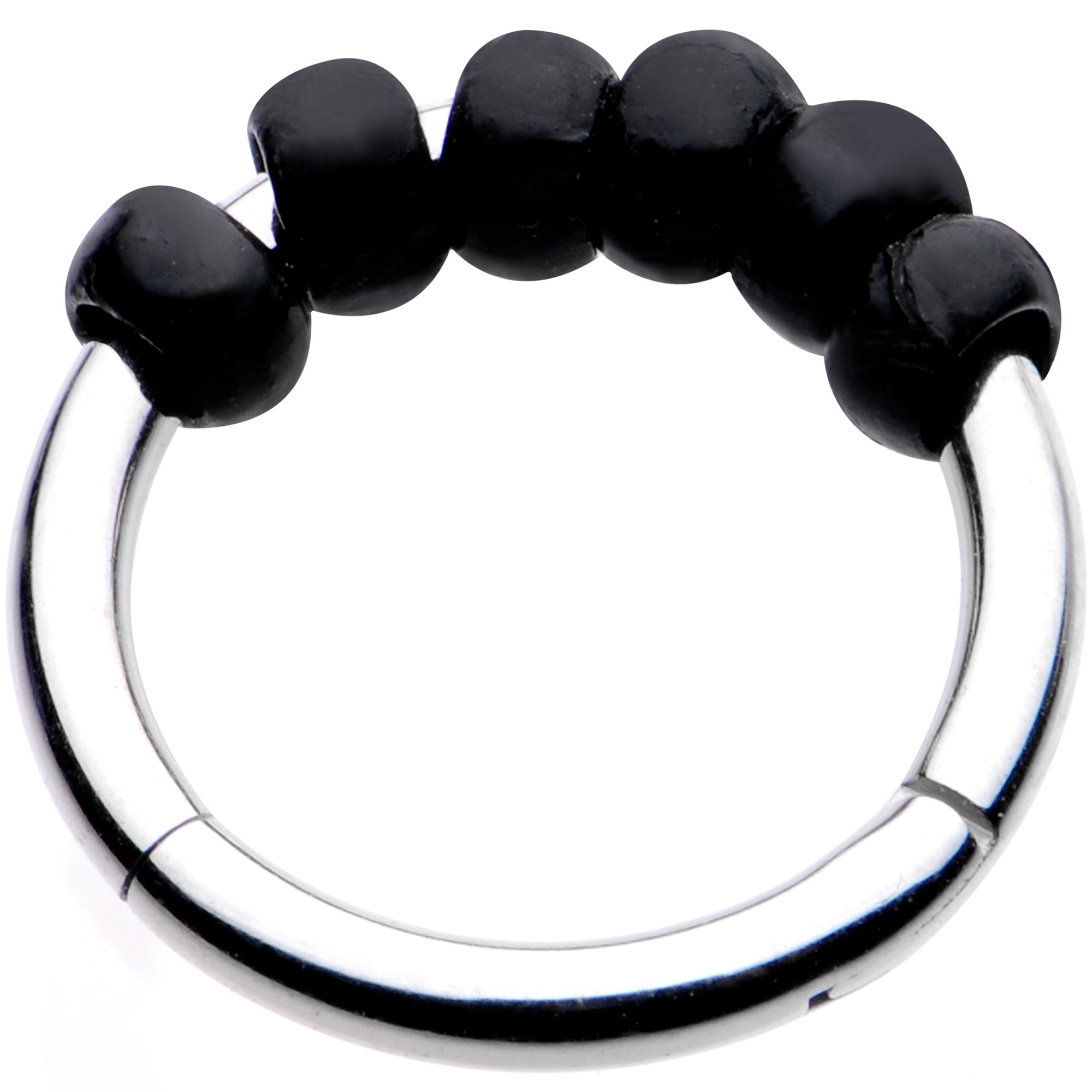 5/16 Black Tone Classic Bead Hinged Segment Ring Circular Barbell