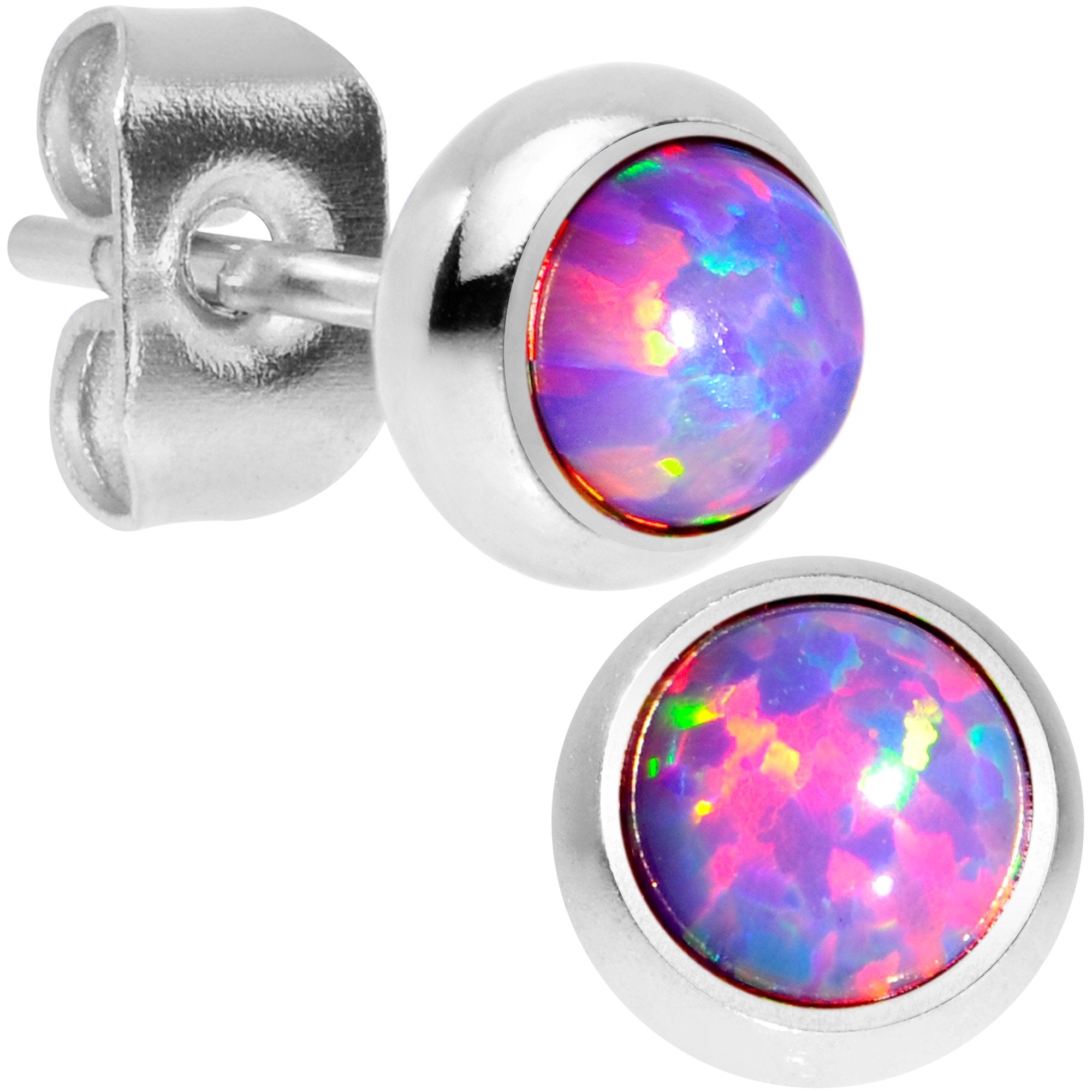 Purple Synthetic Opal 316L Surgical Steel Stud Earrings