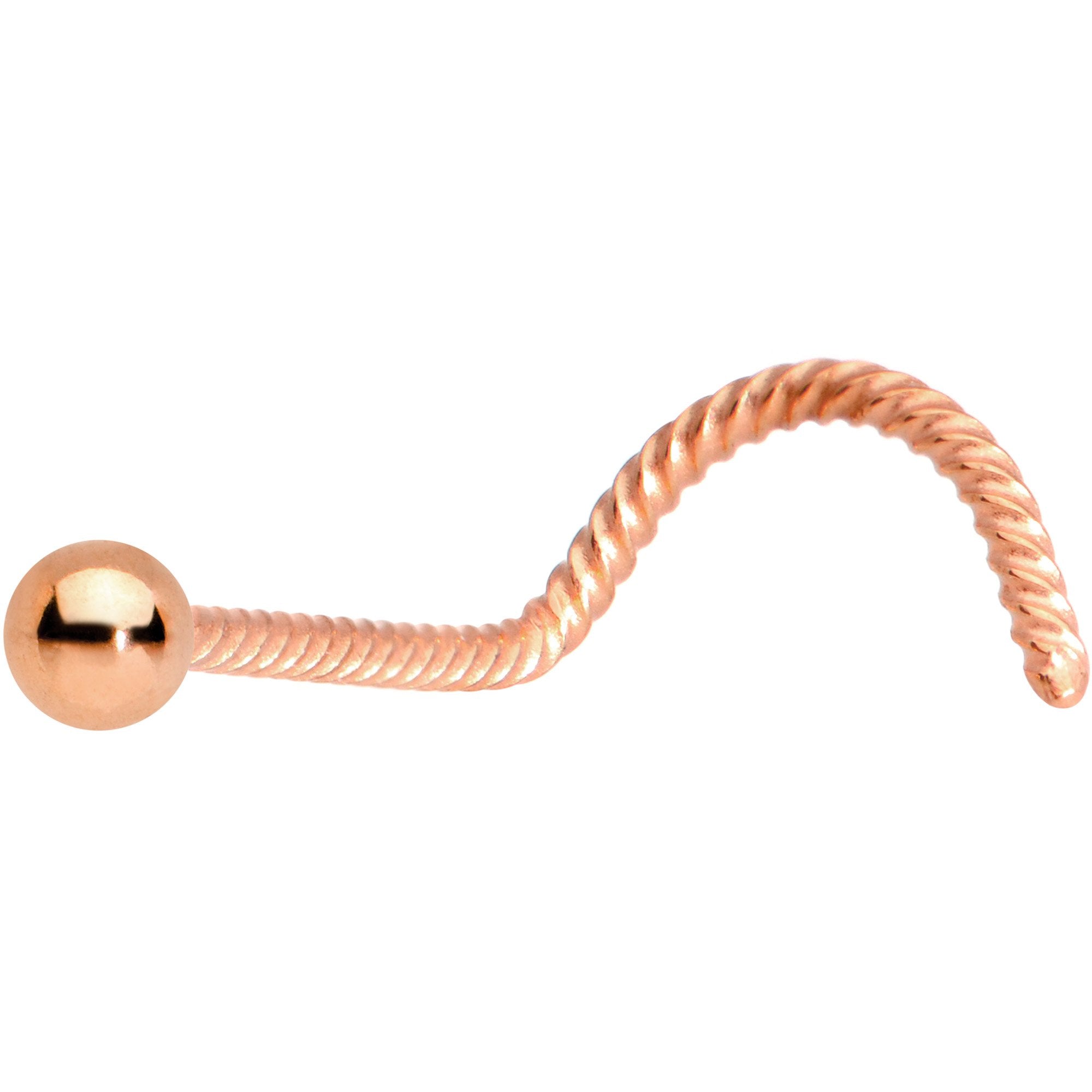 2mm Ball Rose Gold IP Twisted Left Nose Screw