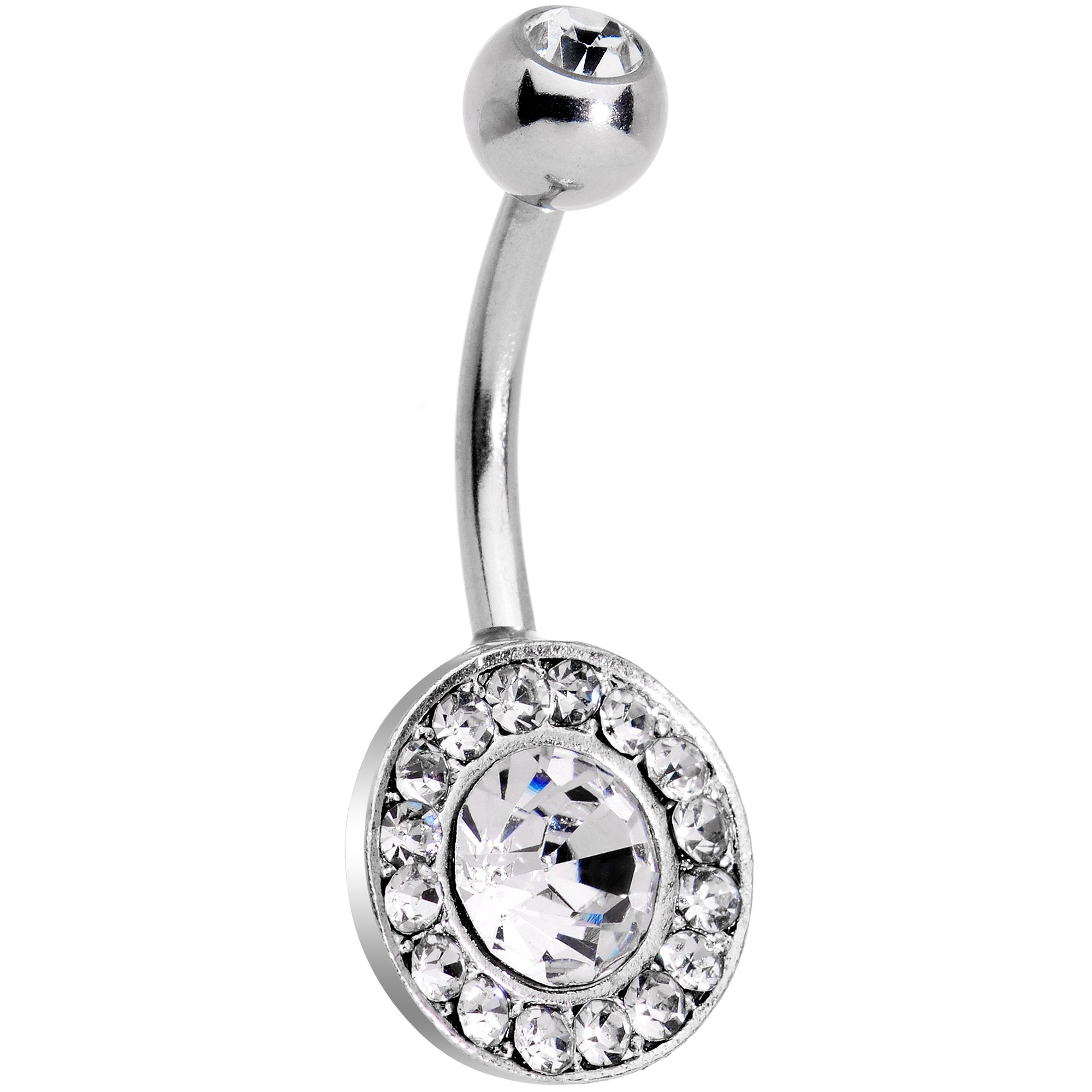 Clear Gem Mirror Cameo Belly Ring