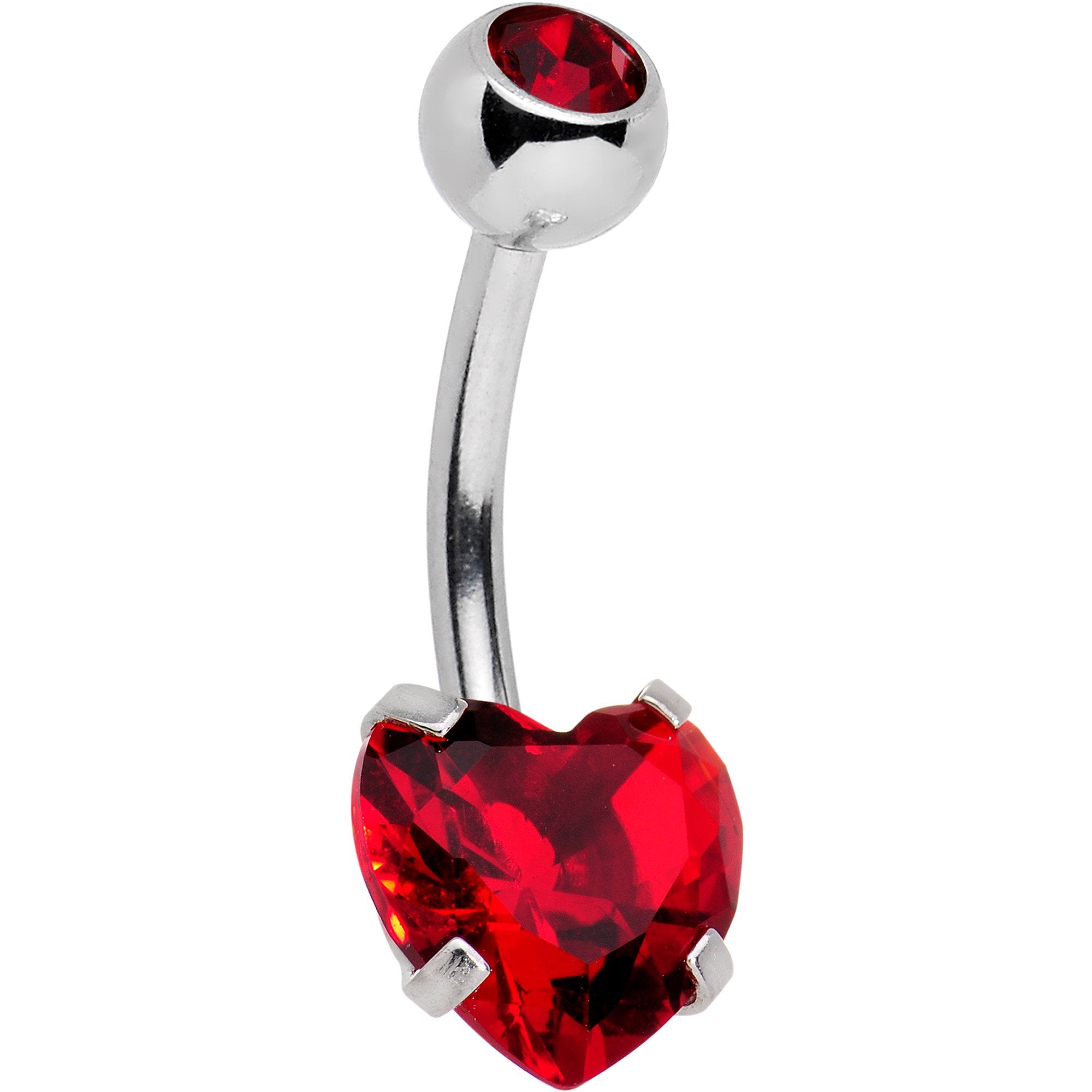 Clear Red CZ Gem Love is in the Air Dangle Belly Ring