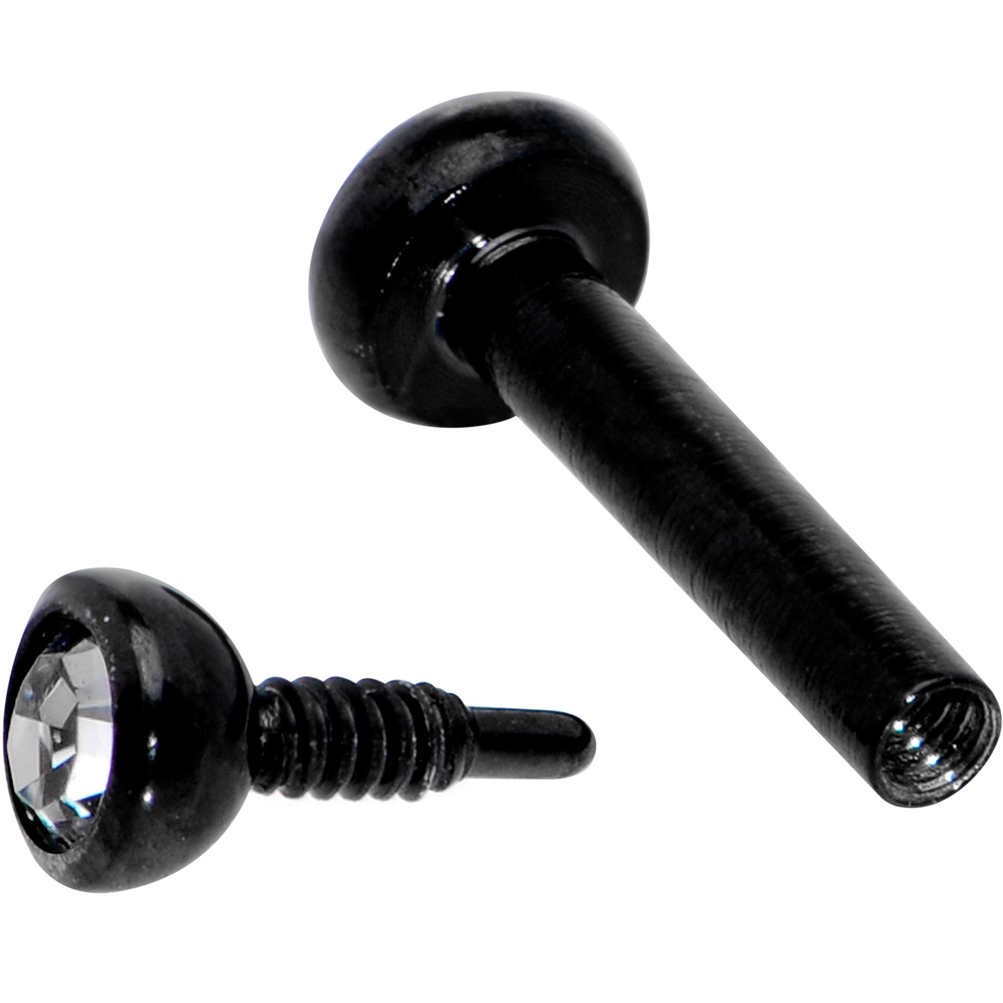 Clear 2mm Gem Black Internally Threaded Cartilage Earring