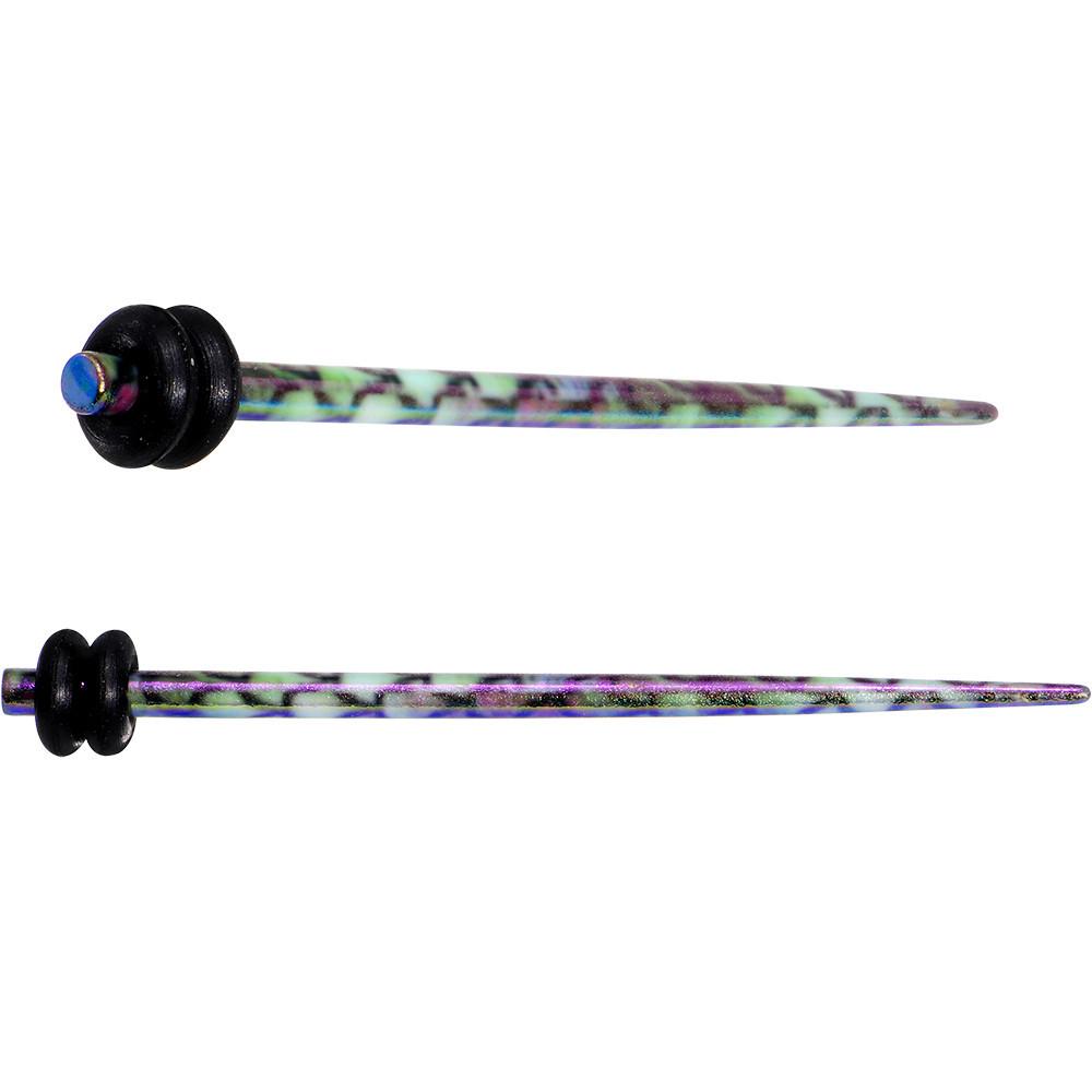 Rainbow Acrylic Mermaid Scale Straight Taper Set 14 Gauge to 12mm