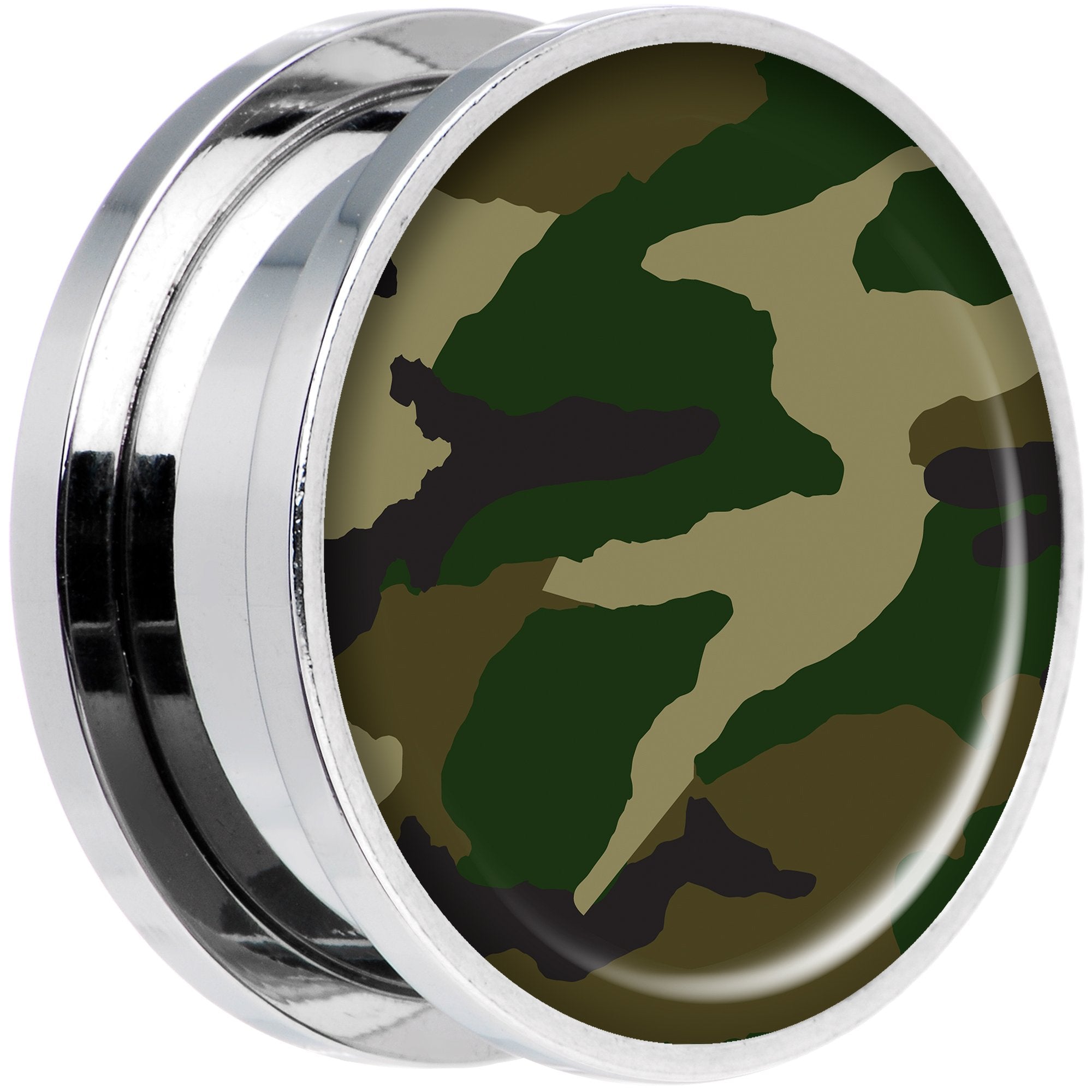 Woodland Camo Print Steel Screw Fit Plug Set 20mm