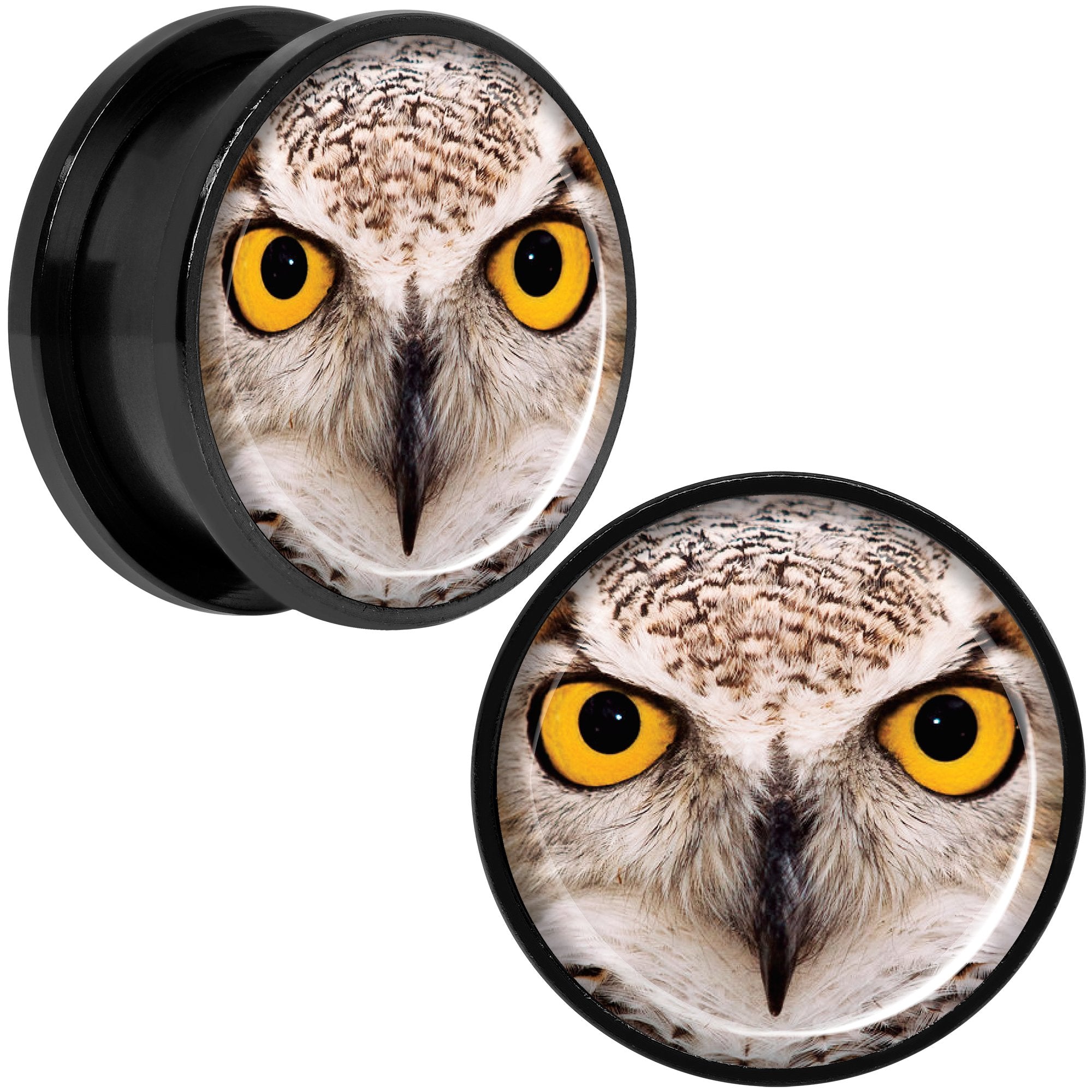 Full Color Owl Black Anodized Screw Fit Plug Set 20mm