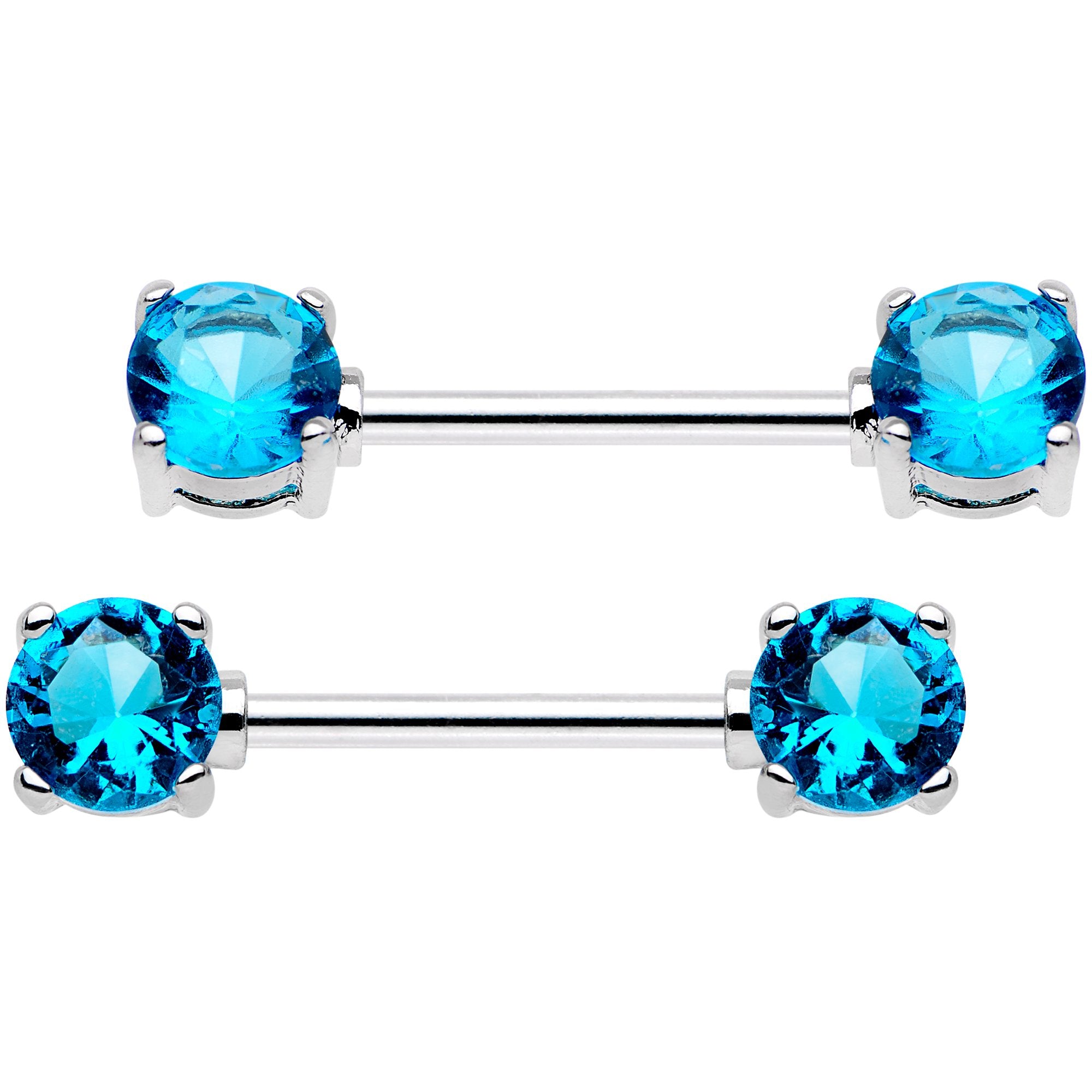 14 Gauge 9/16 Multi Color Gem Fun Barbell Nipple Ring Pack Set of 6