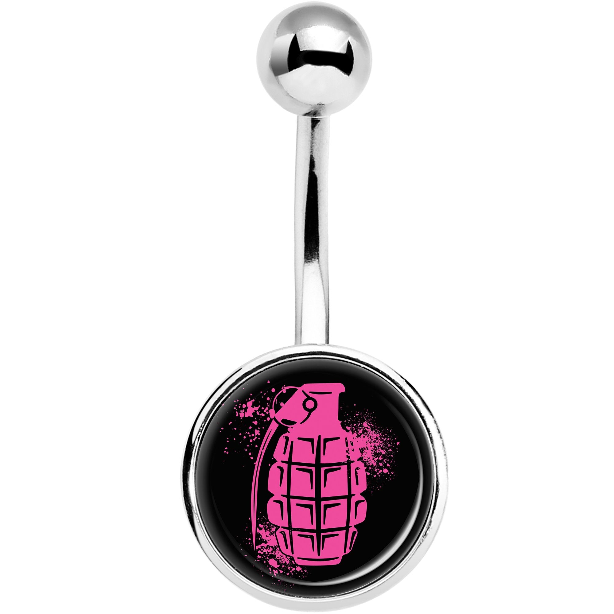 Pink Grenade Belly Ring