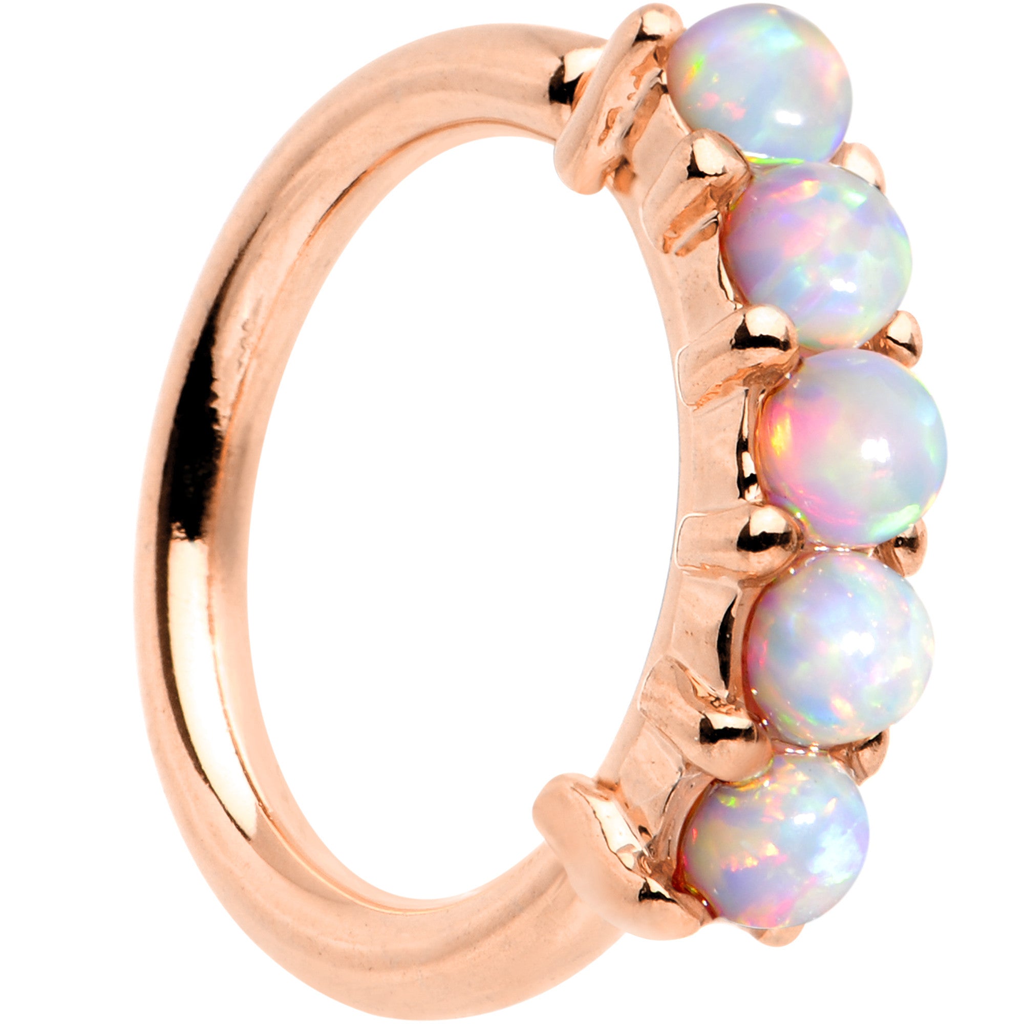 16 Gauge White Synthetic Opal Rose Gold IP Annealed Circular Ring