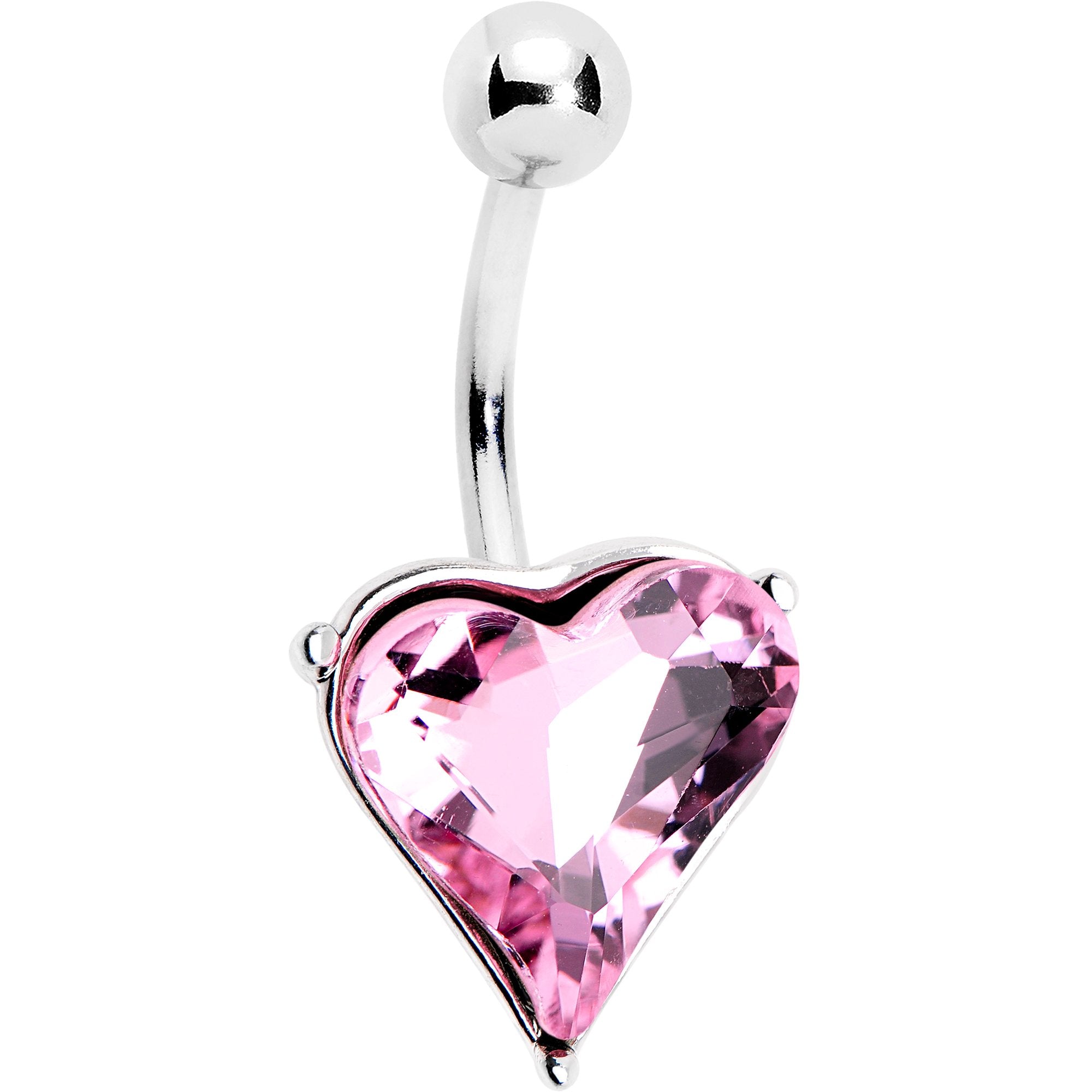 Pink Gem Huge Heart Belly Ring