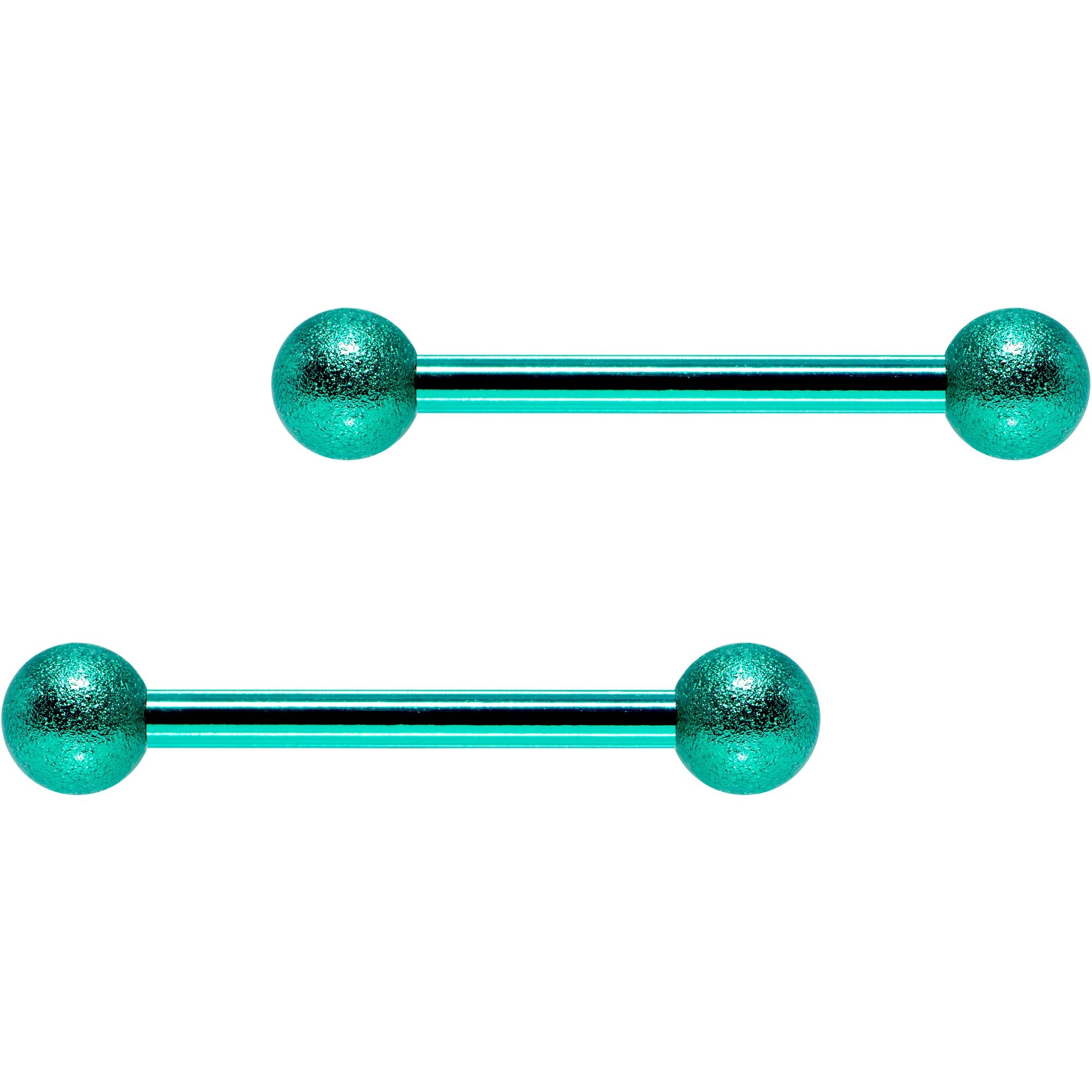 Green Color PVD Sandblasted Barbell Nipple Ring Set