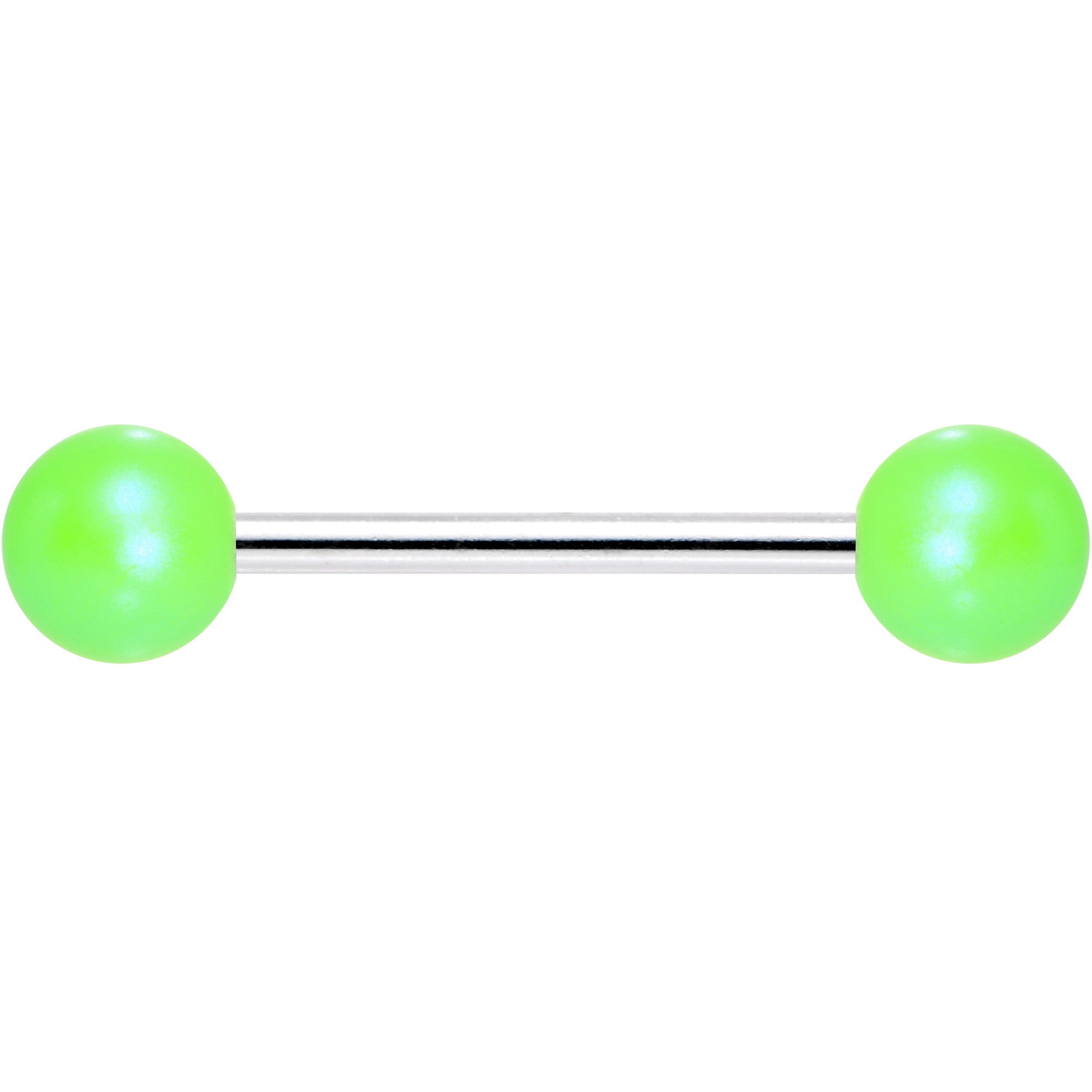 Matte Iridescent Neon Green 6mm Acrylic Ball Barbell Tongue Ring