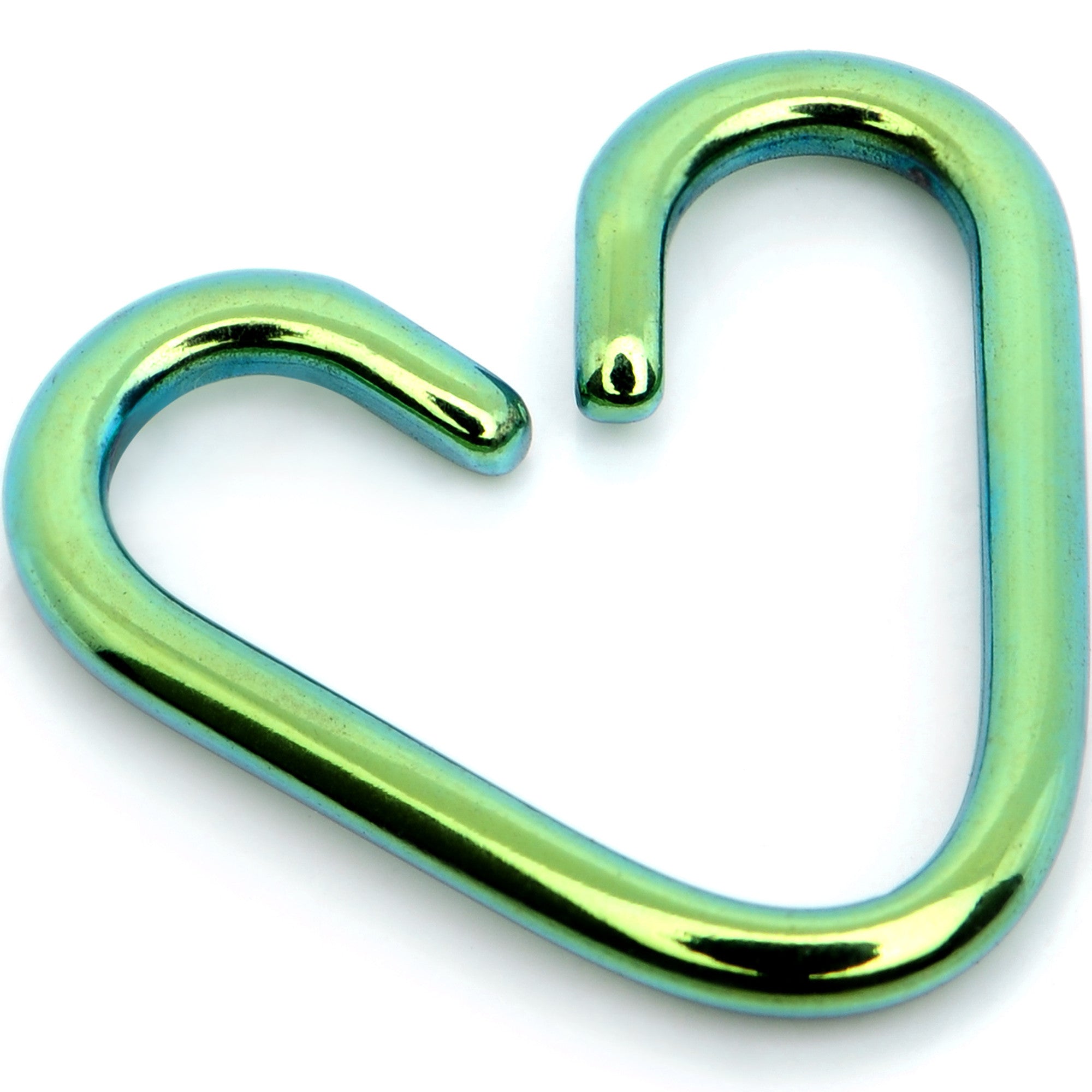 5/16 Annealed Green Anodized Titanium Heart Daith Cartilage Tragus