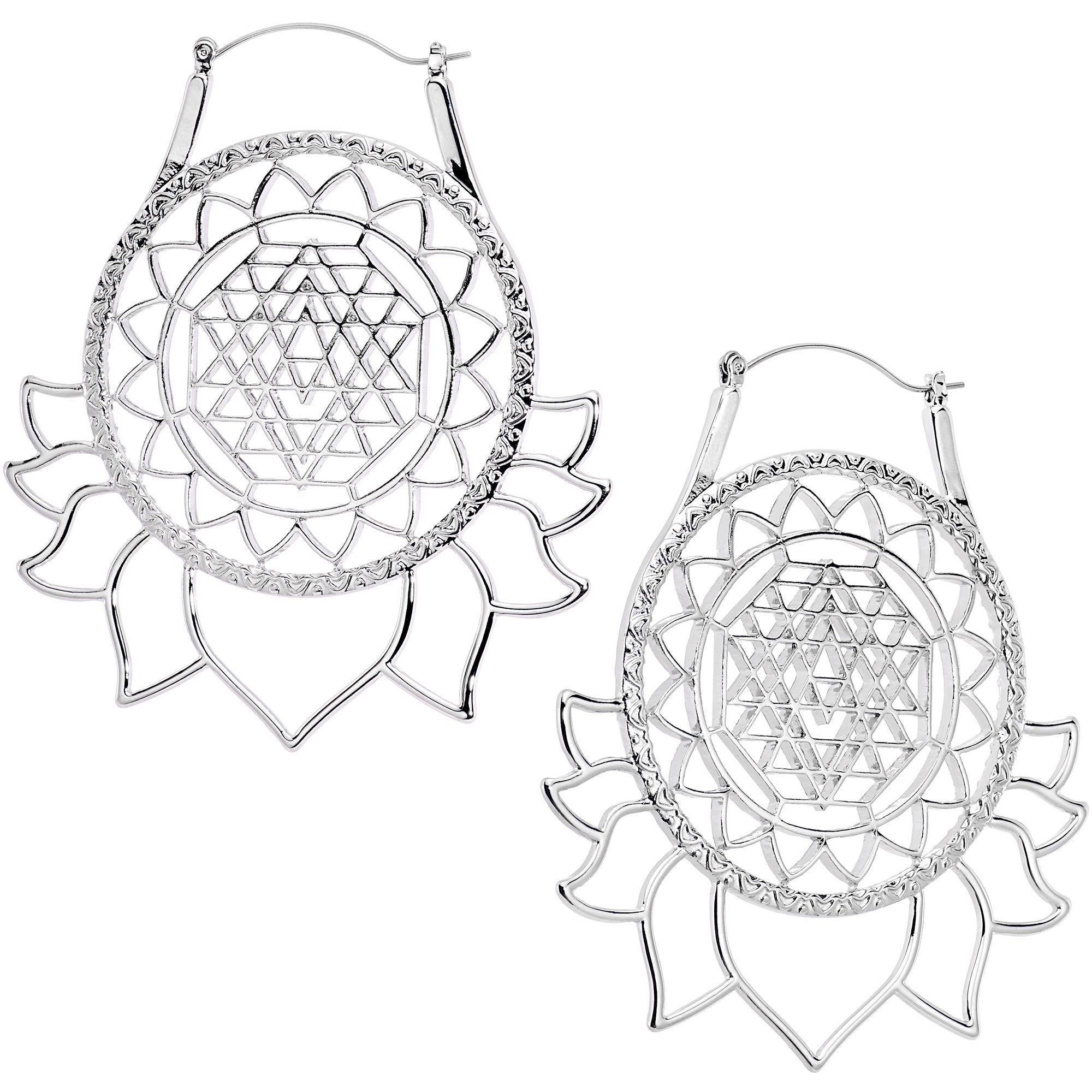 Lotus Flower Mandala Tunnel Plug Earrings