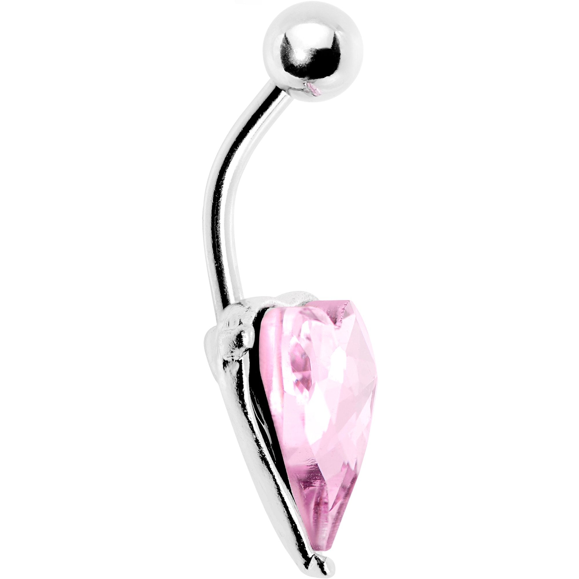 Pink Gem Huge Heart Belly Ring