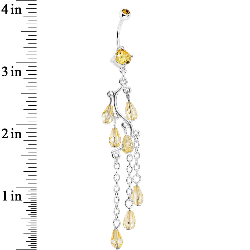 Yellow Gem Prepare To Stare Sleek Curves Dangle Belly Ring