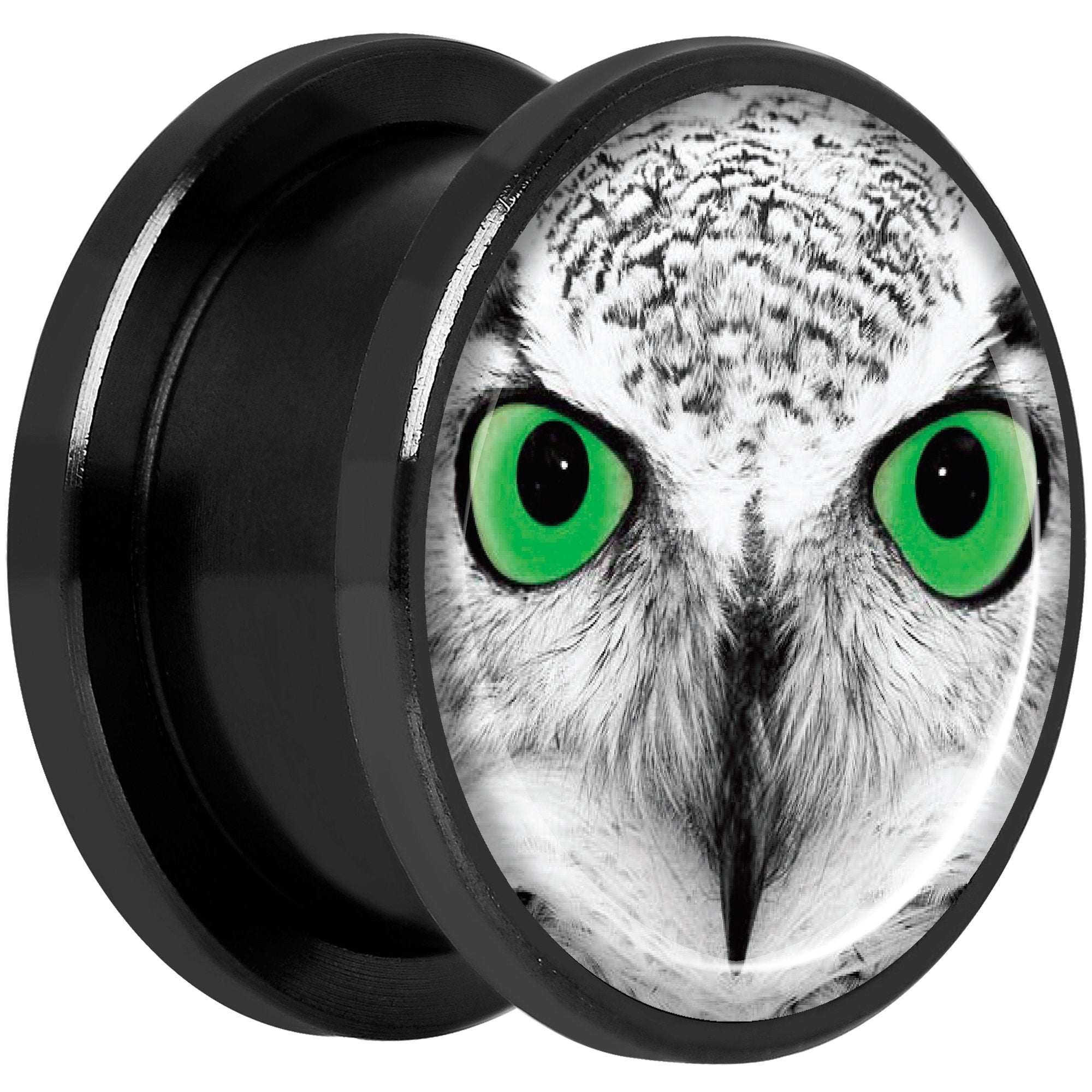 Black White Owl Black Anodized Screw Fit Plug Set 5/8