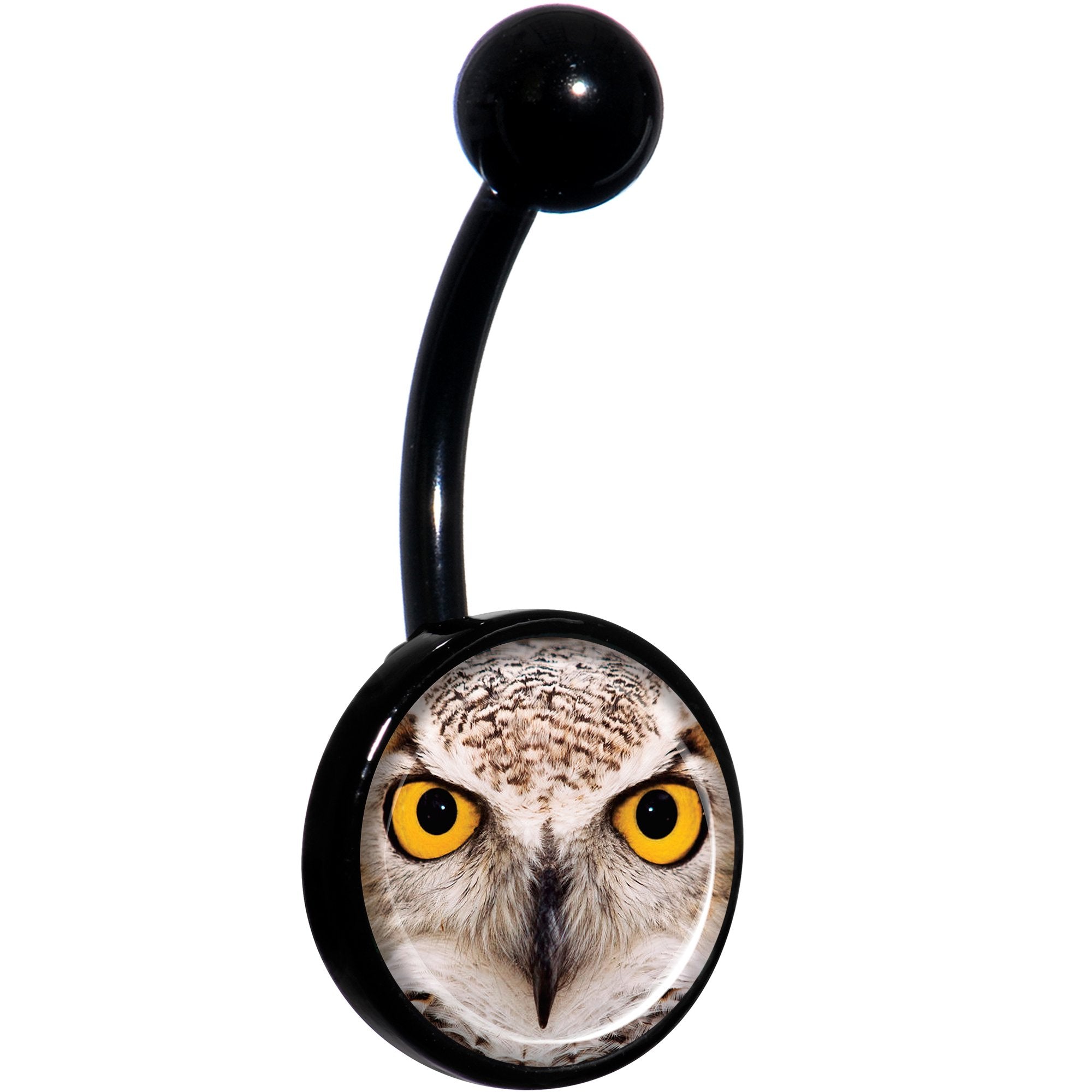 Full Color Owl Black Belly Ring